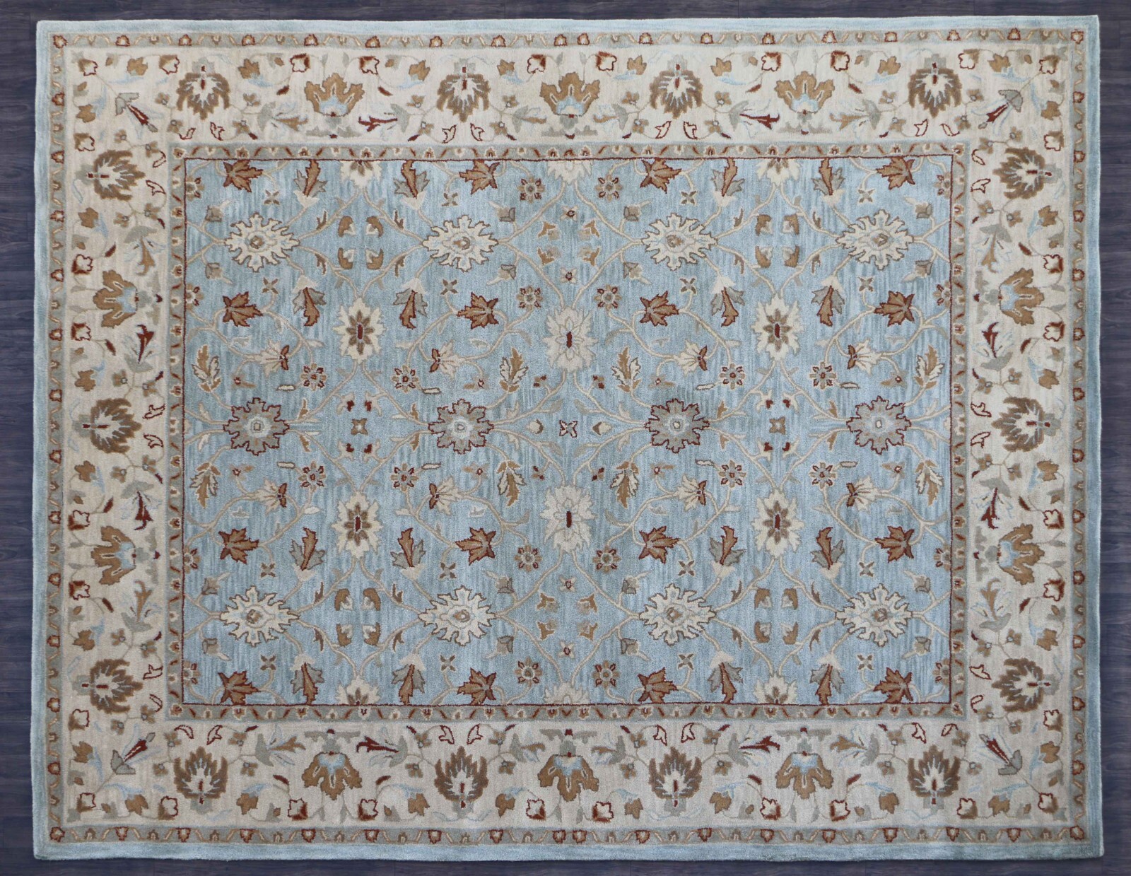 Malika Porcelain Blue Parsian Style Handmade Tufted 100% Woolen Area Rugs/Carpet