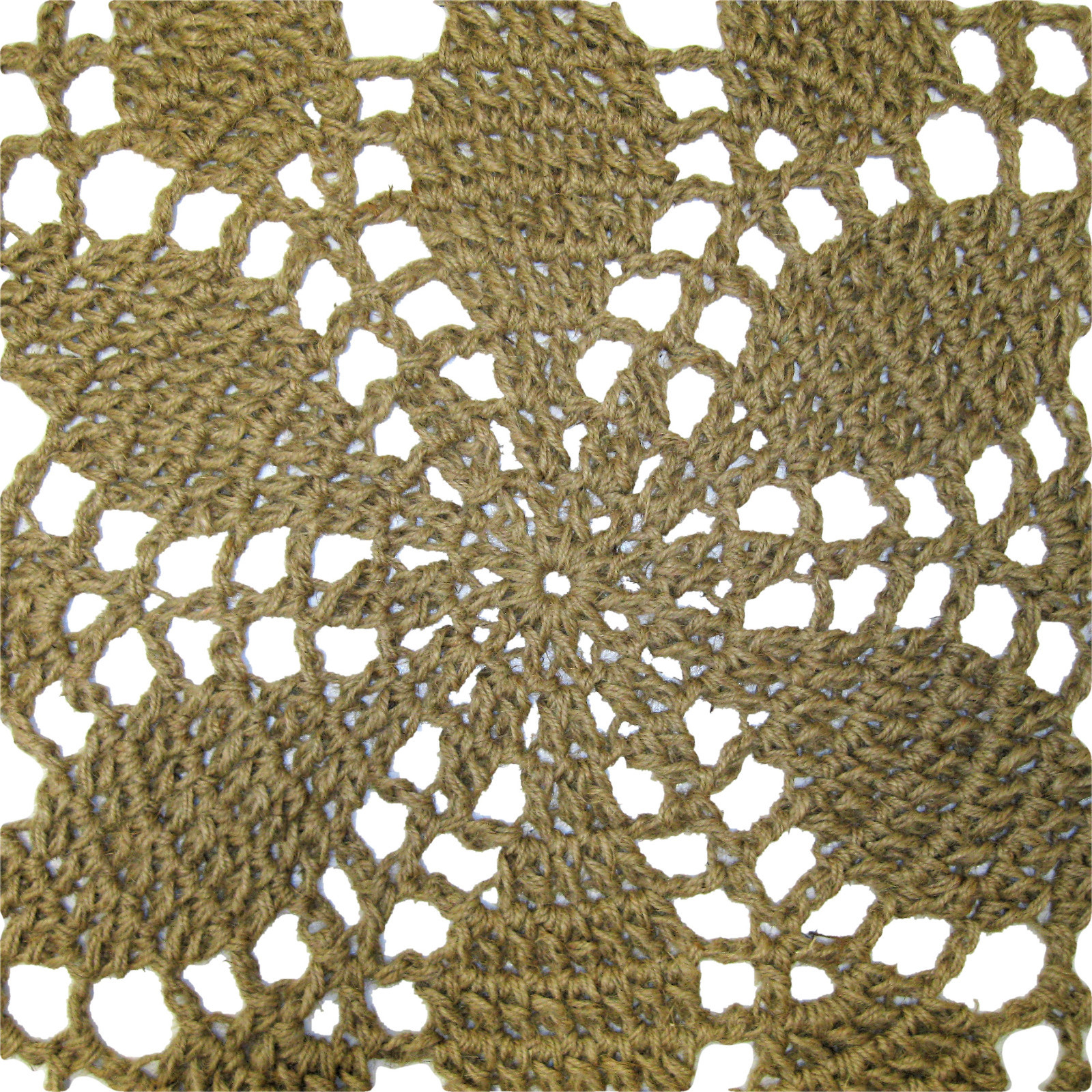 Round Jute Area Rug – Made in the USA with Natural Fiber – Handmade Crochet
