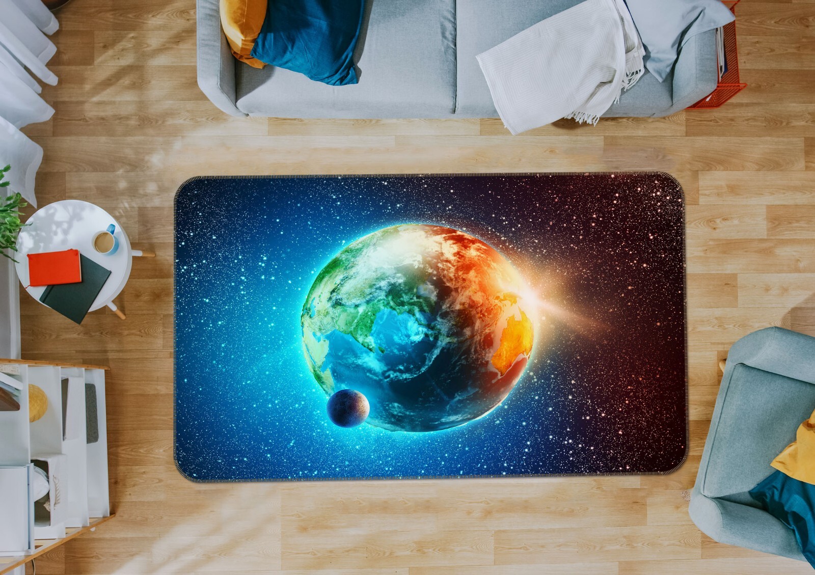 3D Starry Sky Earth ZHUA776 Game Non Slip Rug Mat Photo Carpet Amy