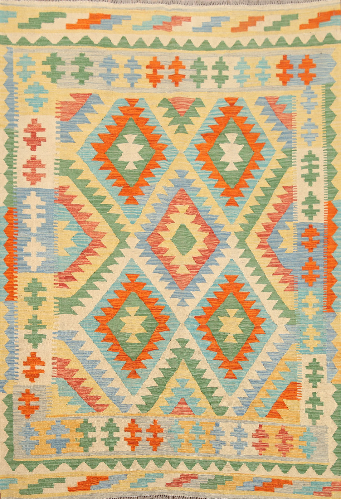 Reversible Wool Hand Woven Reversible Kilim Oriental Area Rug 5×6 Ft Bedroom Rug