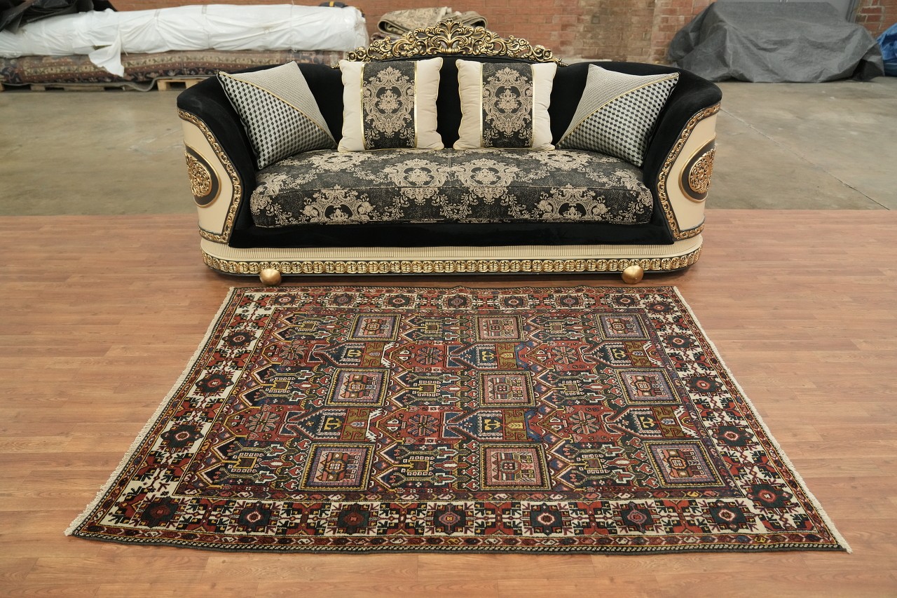 All-Over Traditional 5×7 Hand-Knotted Wool in Multicolor Hues