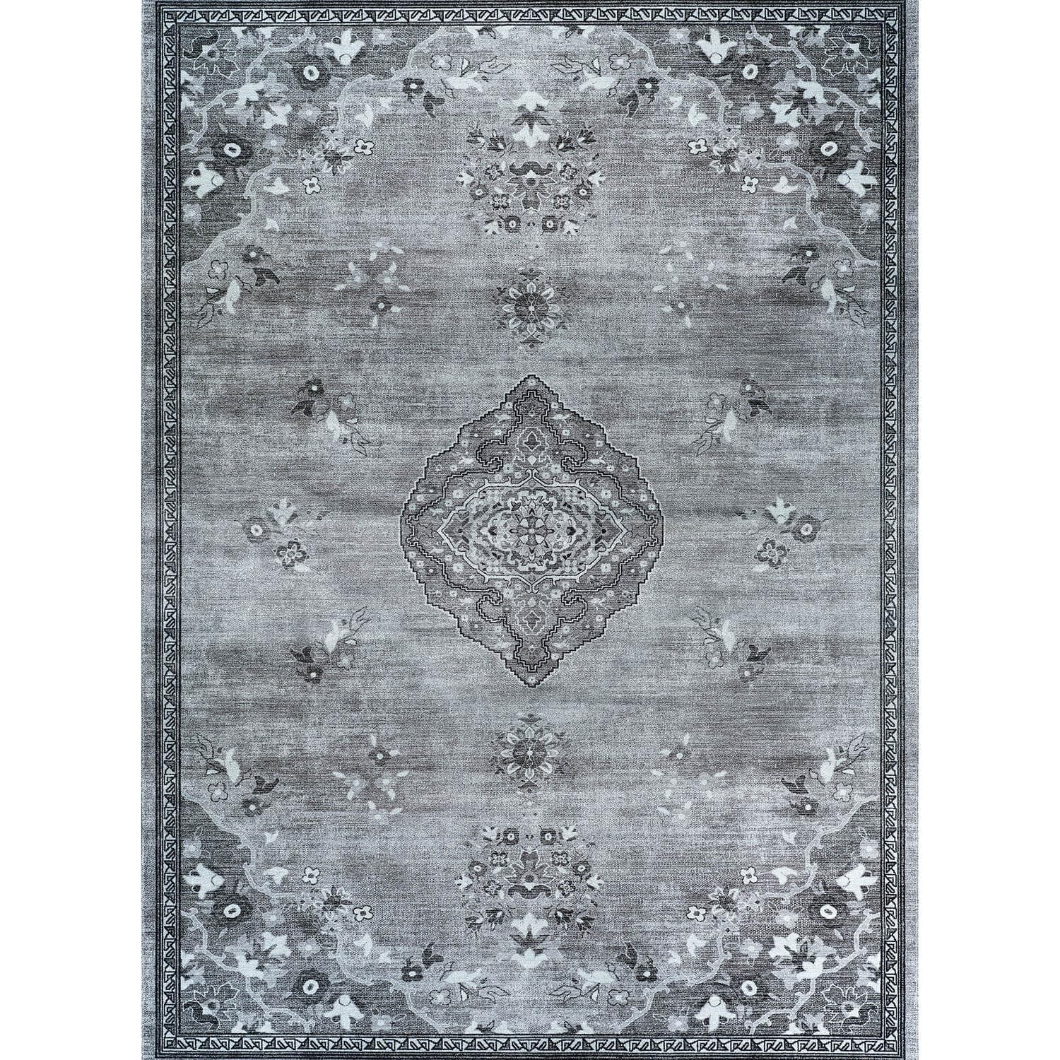 Beverly Rug Non Slip Rugs 5X7 Boho Medallion Floral Non Skid Rubber Backing