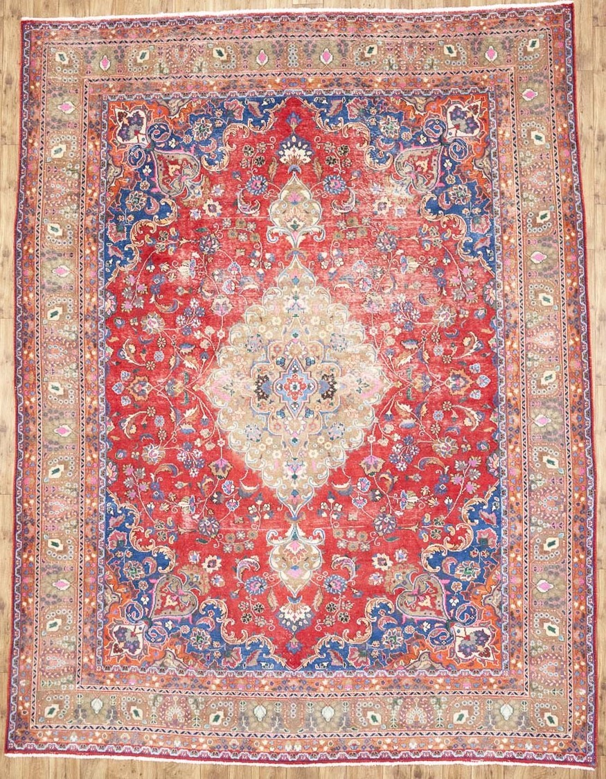 Semi-Antique Distressed Floral Traditional Oriental Rug Bedroom Carpet 10×13 Ft