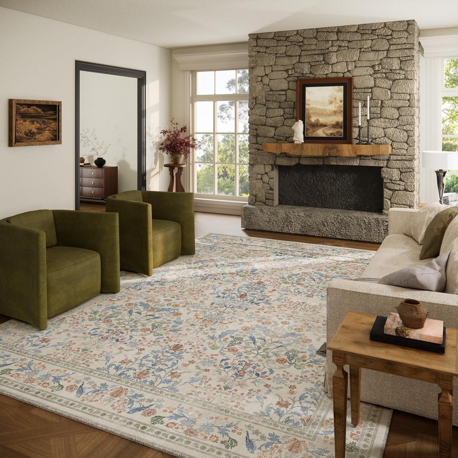 Soft Vintage 8X10 Washable Area Rug – Stain Resistant & Non-Slip Design