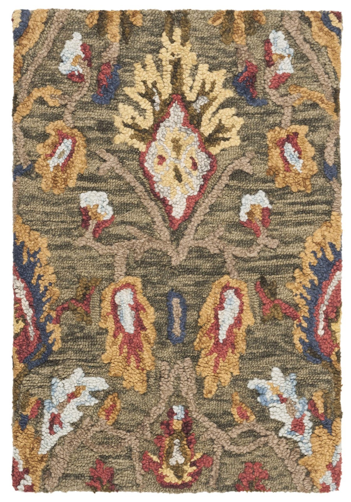 Handmade Premium Wool Accent Rug 2′ x 3′ Green Multi Colorful Floral Design