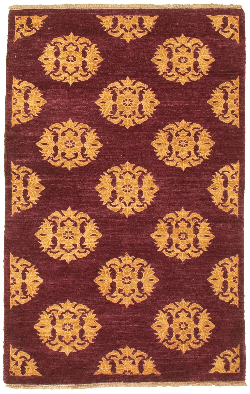Traditional Burgundy Hand-knotted Oriental Carpet 3’1″ x 5’1″ Wool Area Rug