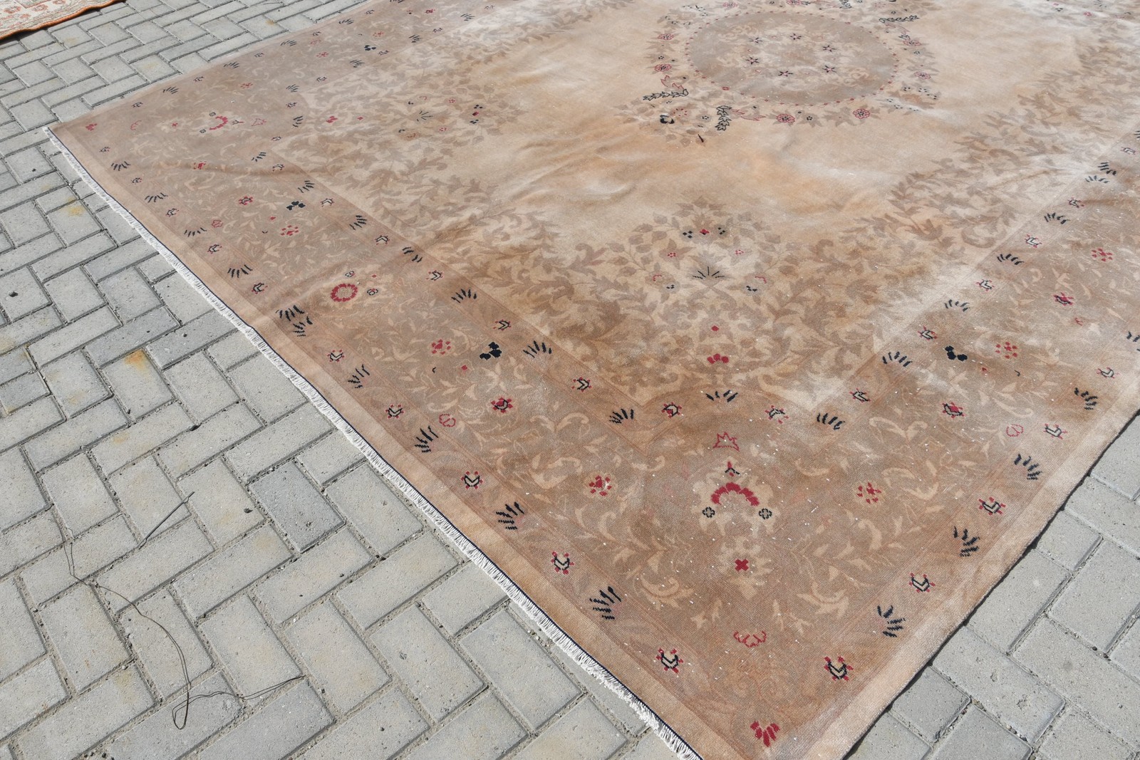 9×11,6 ft Vintage Oversize Rug, Turkish Brown Oriental Rug