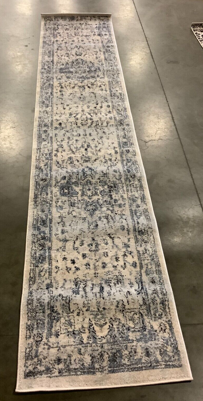 IVORY / NAVY 2′ X 10′ Flaw in Rug, Reduced Price 1172664948 CHL411A-210