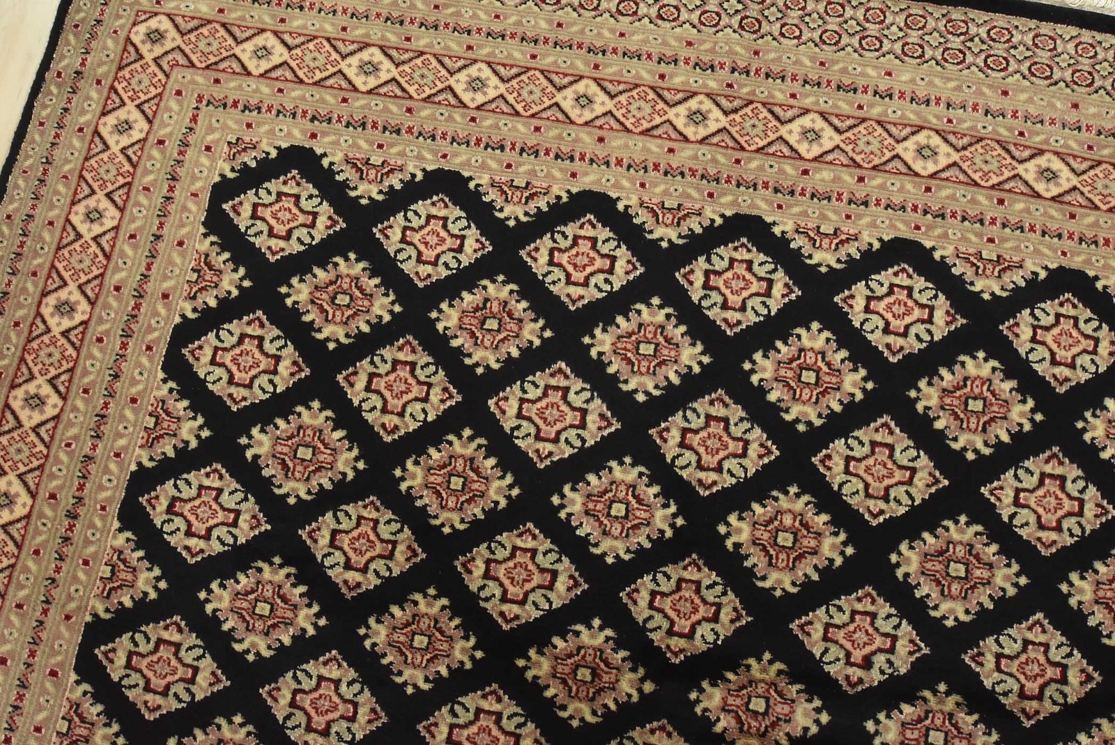 Bokhara Jaldar Rug 6′ x 9’3” Black Wool Tribal Hand-Knotted Oriental Carpet