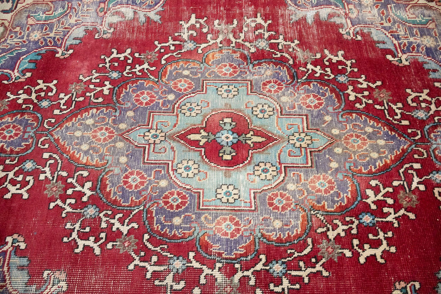 Semi-Antique Distressed Floral Oriental Wool Rug Home Decor Carpet 6’4×9’5 Ft