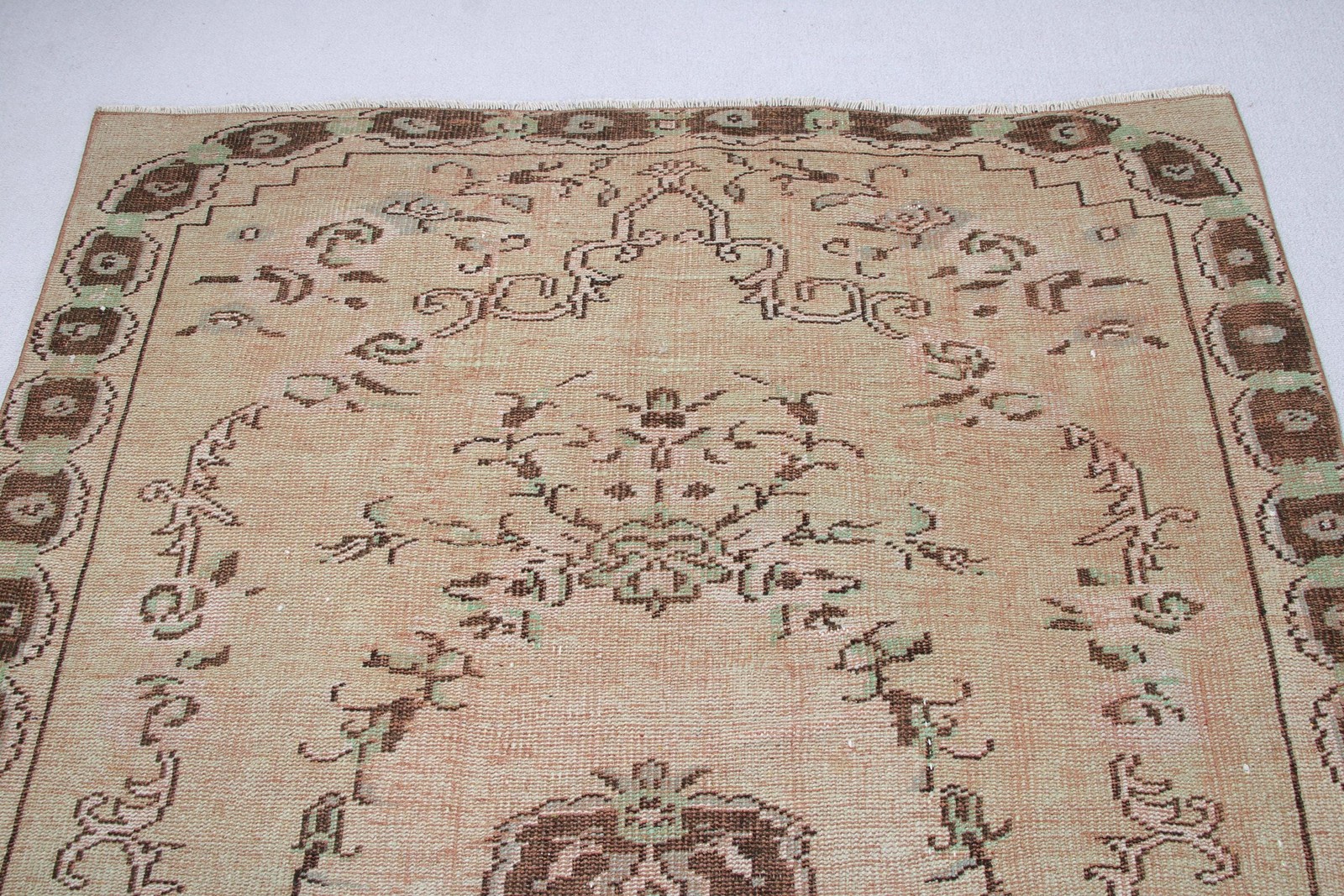 5,2×8,2 ft Vintage Rug, Turkish Large Rug, Brown Green Camouflage Rug