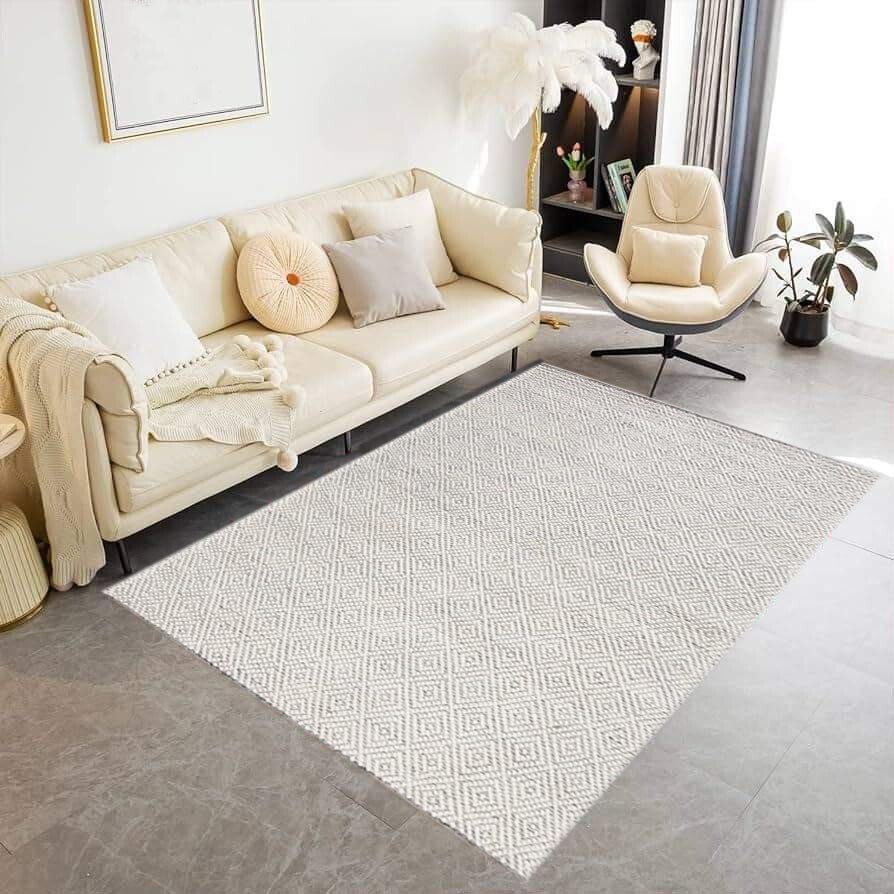 Handwoven Pebble Chunky Loop Indoor Wool Rug, Modern Minimalist Design…