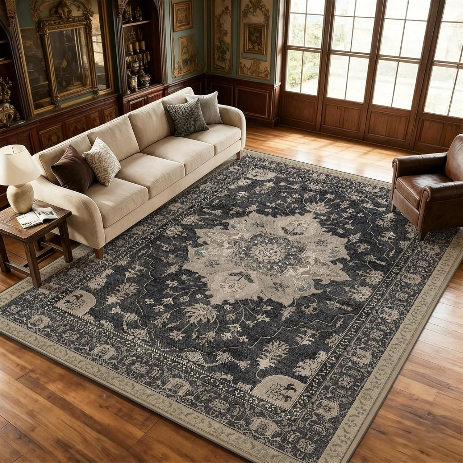 8X10 Area Rugs for Living Room: Washable Non Slip All Hard Floors Low Pile Thin