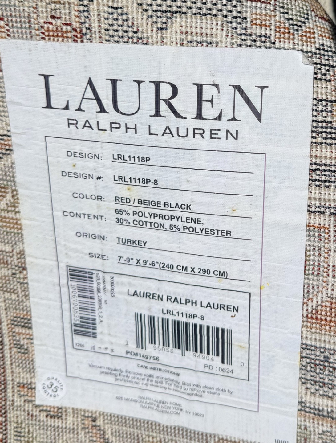 Lauren Ralph Lauren LRL1118P Red Blue Medallion Area Rug 7’9” x 9’6” Turkey