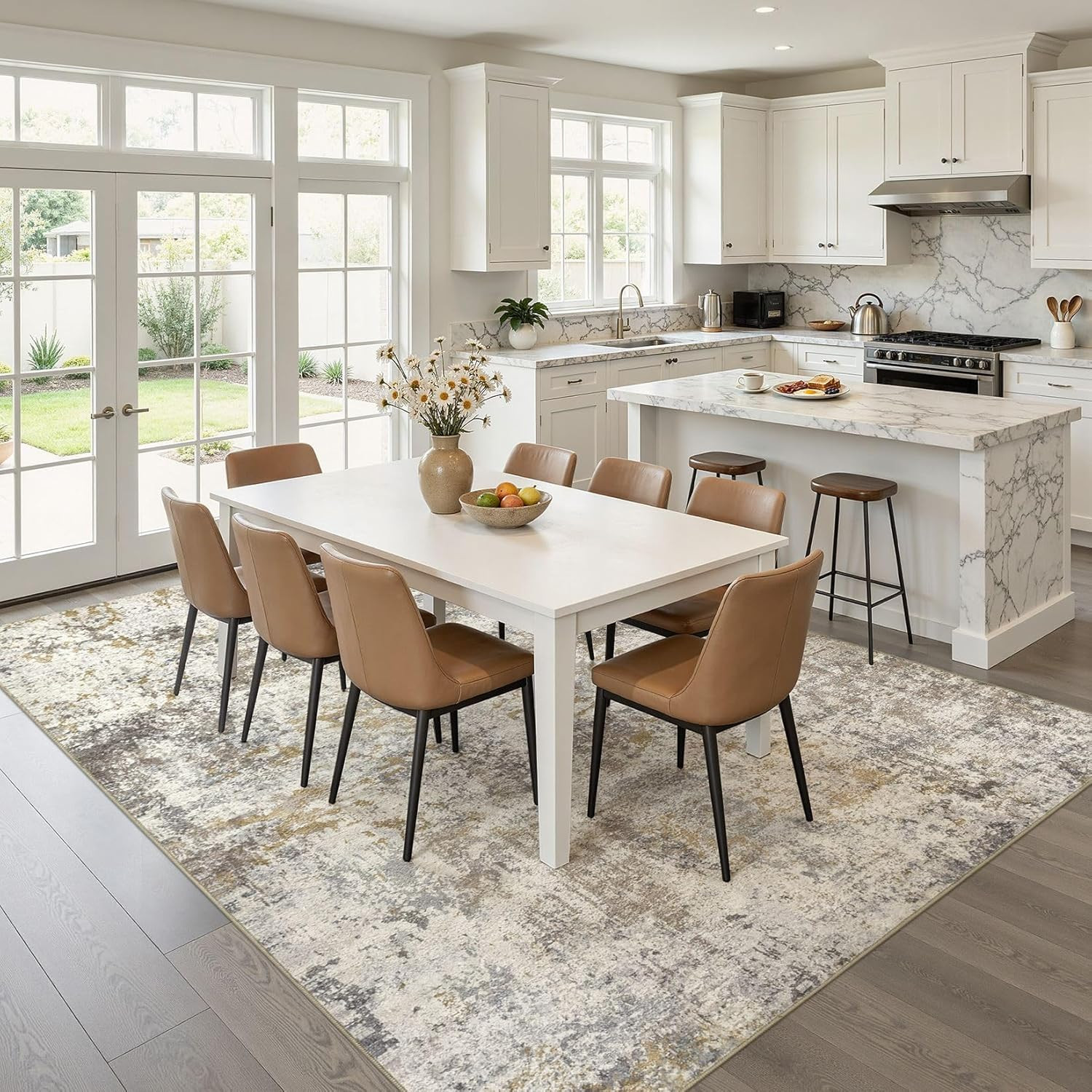9X12 Washable Area Rug: Abstract Modern Non Slip Soft Low Pile Carpet, Easy Clea