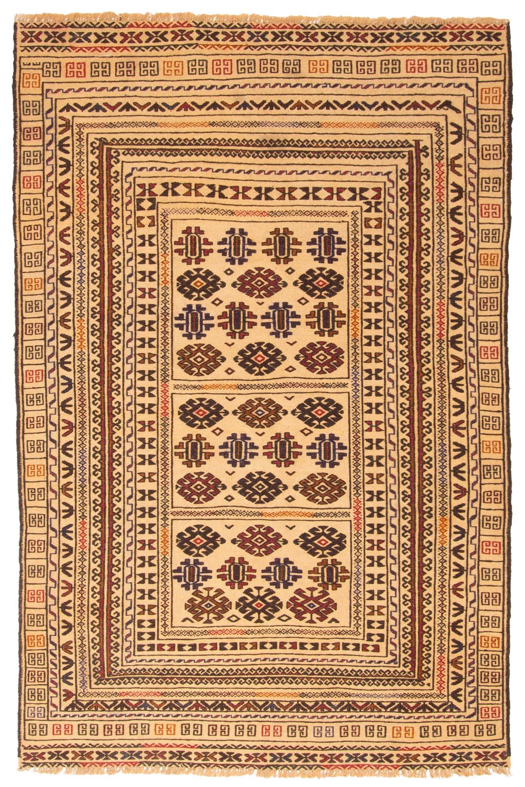 Vintage Hand Woven Area Rug 4’2″ x 6’4″ Traditional Wool Oriental Carpet