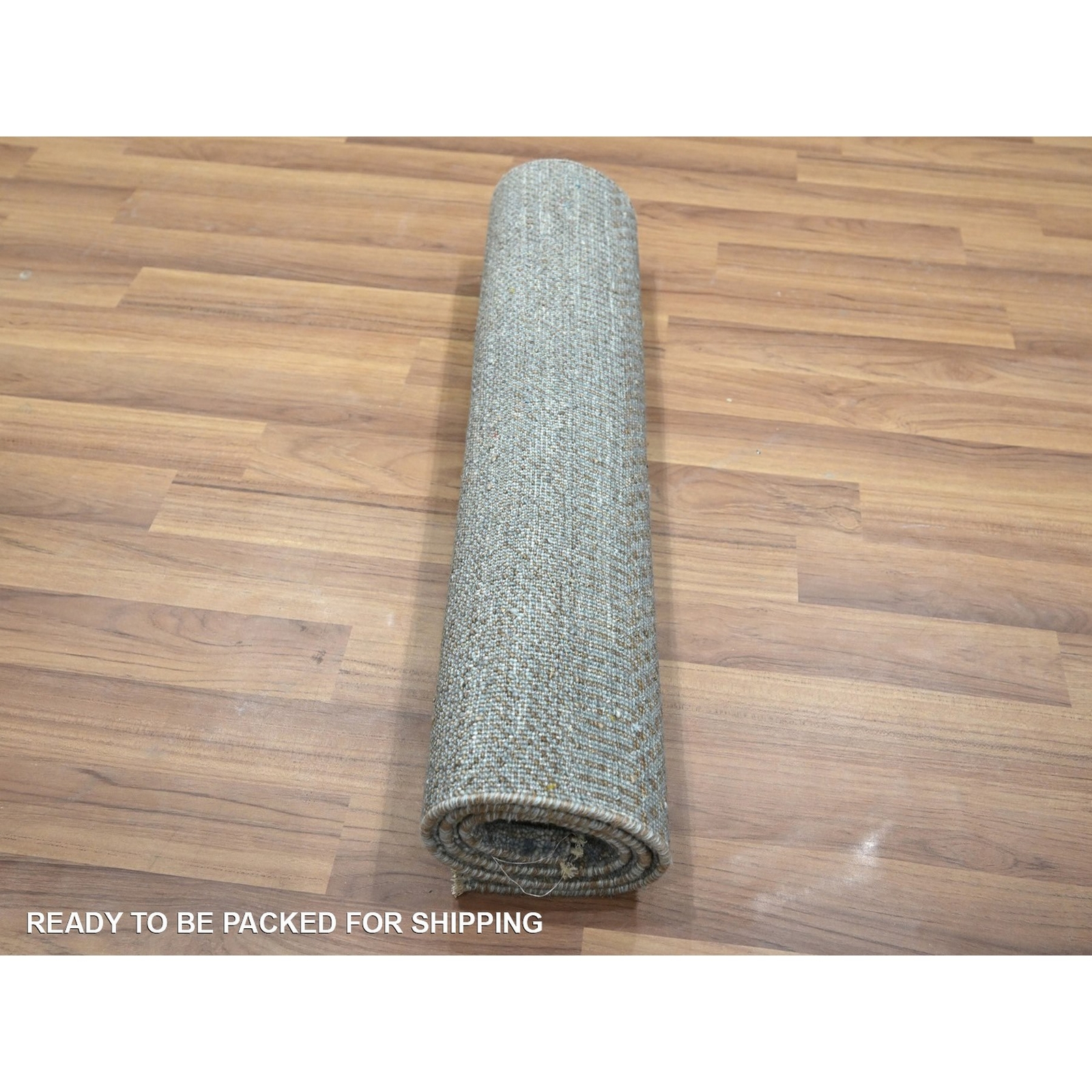 2’x3′ Stone Blue Wool with Silk Modern Grass Design Hand Knotted Mat Rug R76489