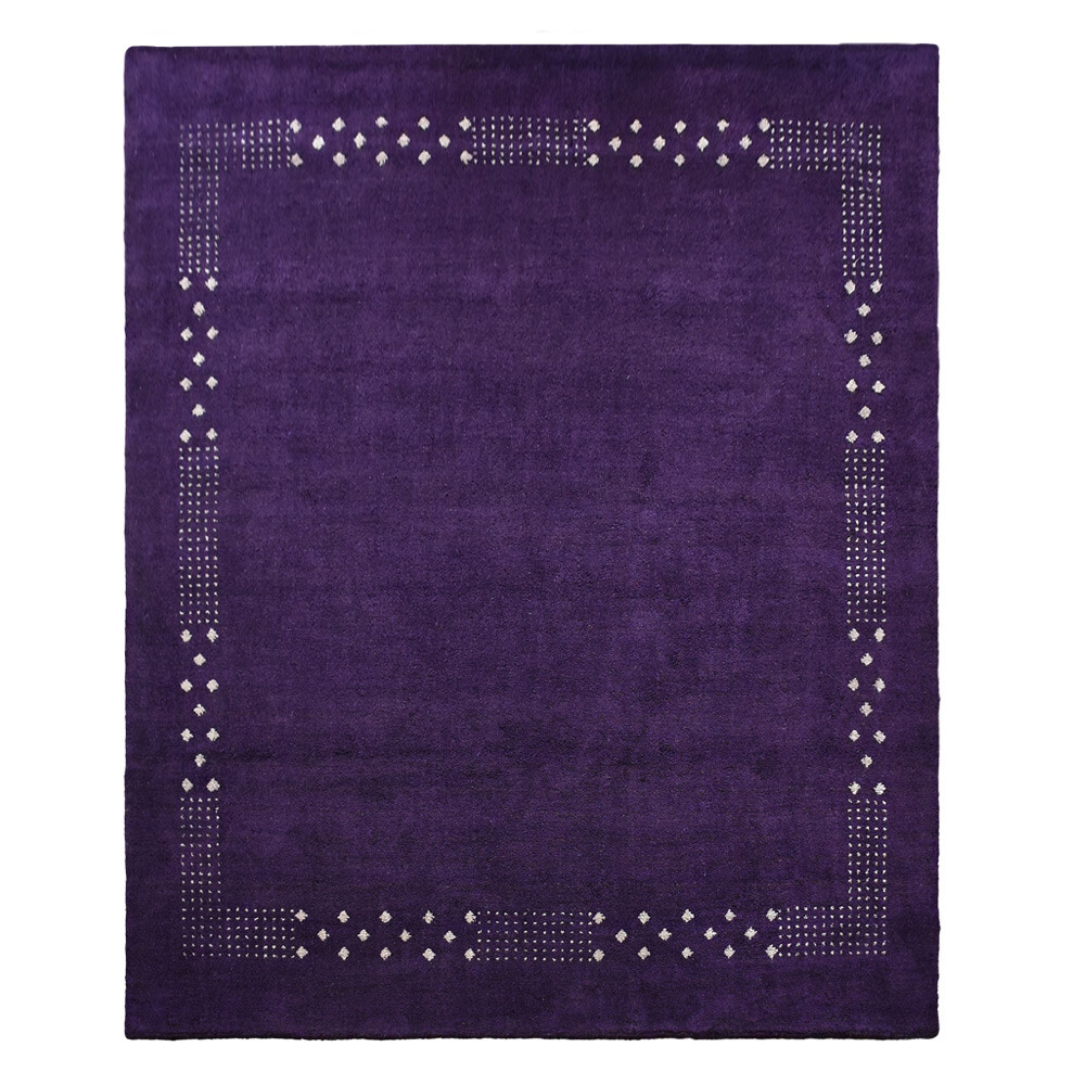 Eco-Friendly Hand Knotted Loom Silk Mix Area Rug Contemporary Purple LSM530