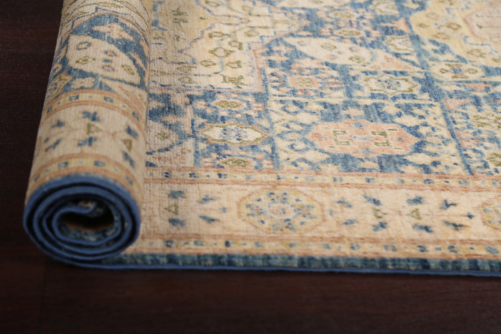 Traditional Exquisite Chobi Peshawar Pakistani Wool Rug Foyer 3×5 ft Blue Carpet
