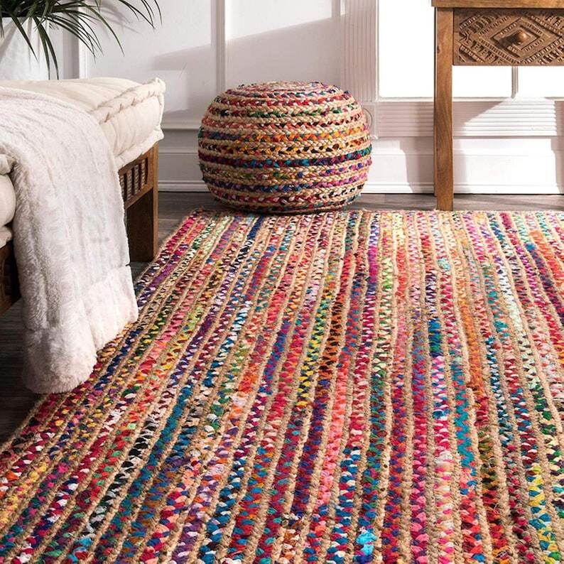 Bohemian Rug Runner Braided Rug Rag Mat Area Rug Floor Rug Home Decor Rug Patio