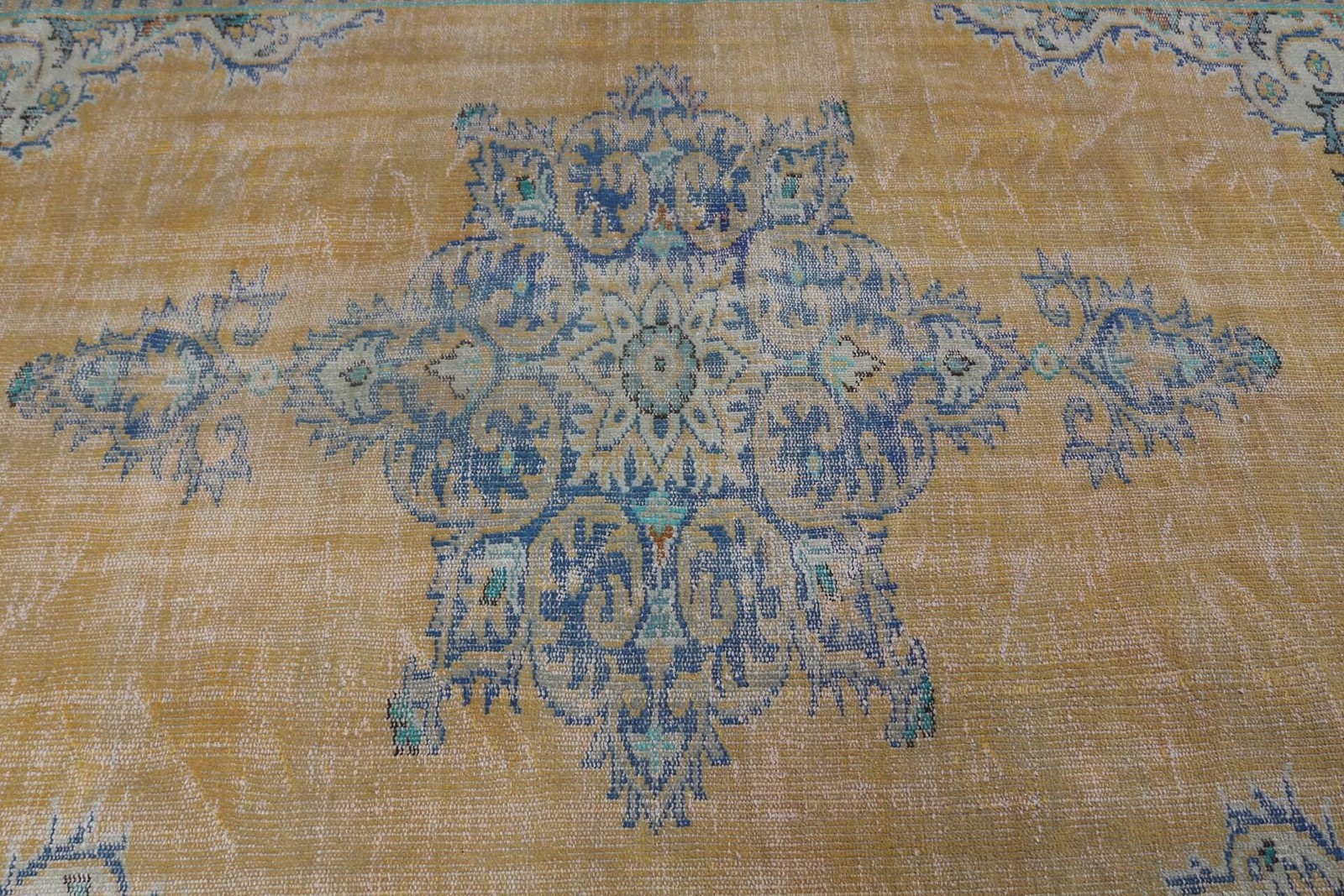 5,9×8,9 ft Rug, Turkish Rug, Vintage Yellow Wool Floral Rug