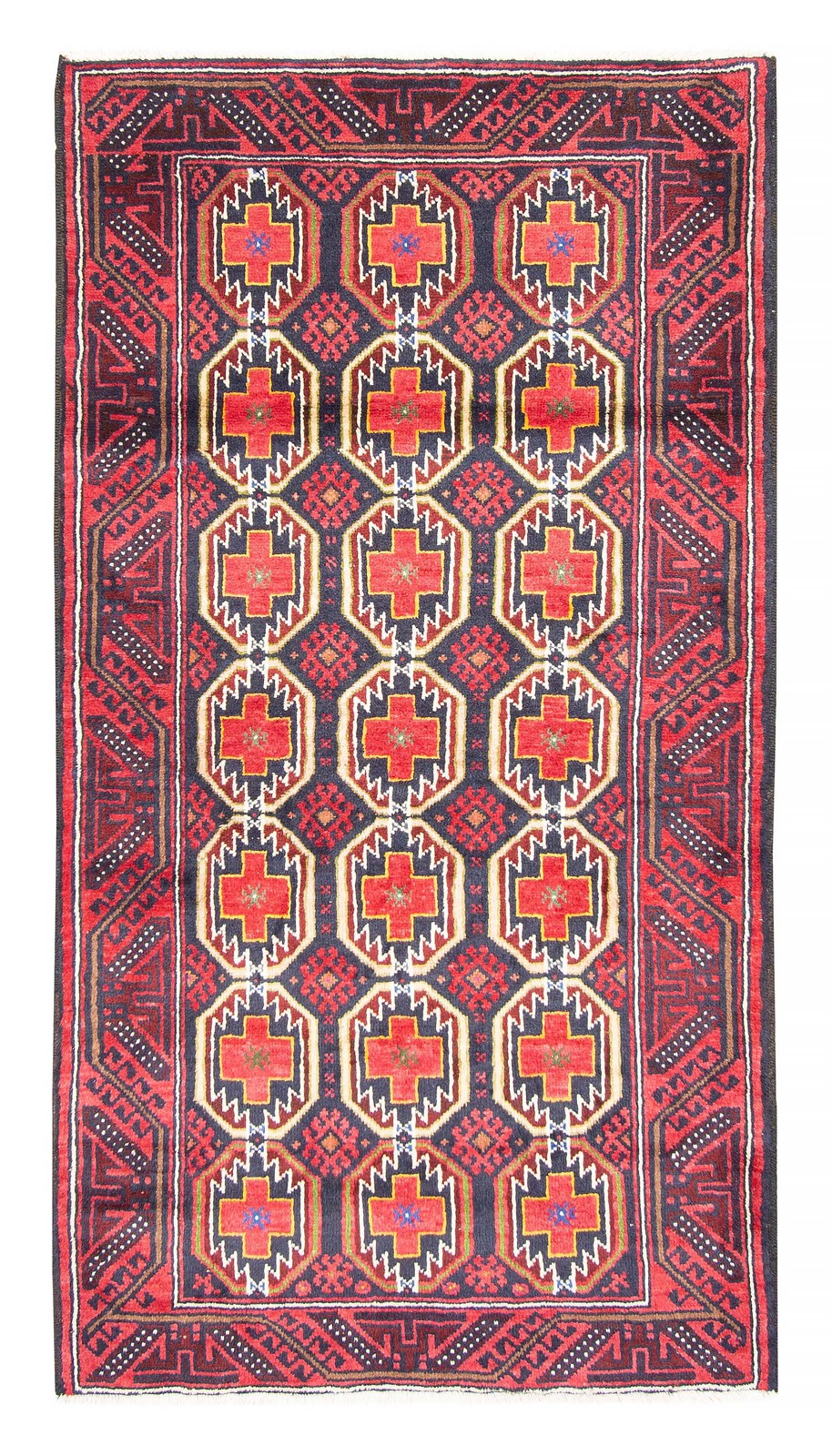 Vintage Dark Navy Traditional 3’5″ x 6’2″ Hand-Knotted Oriental Wool Area Rug