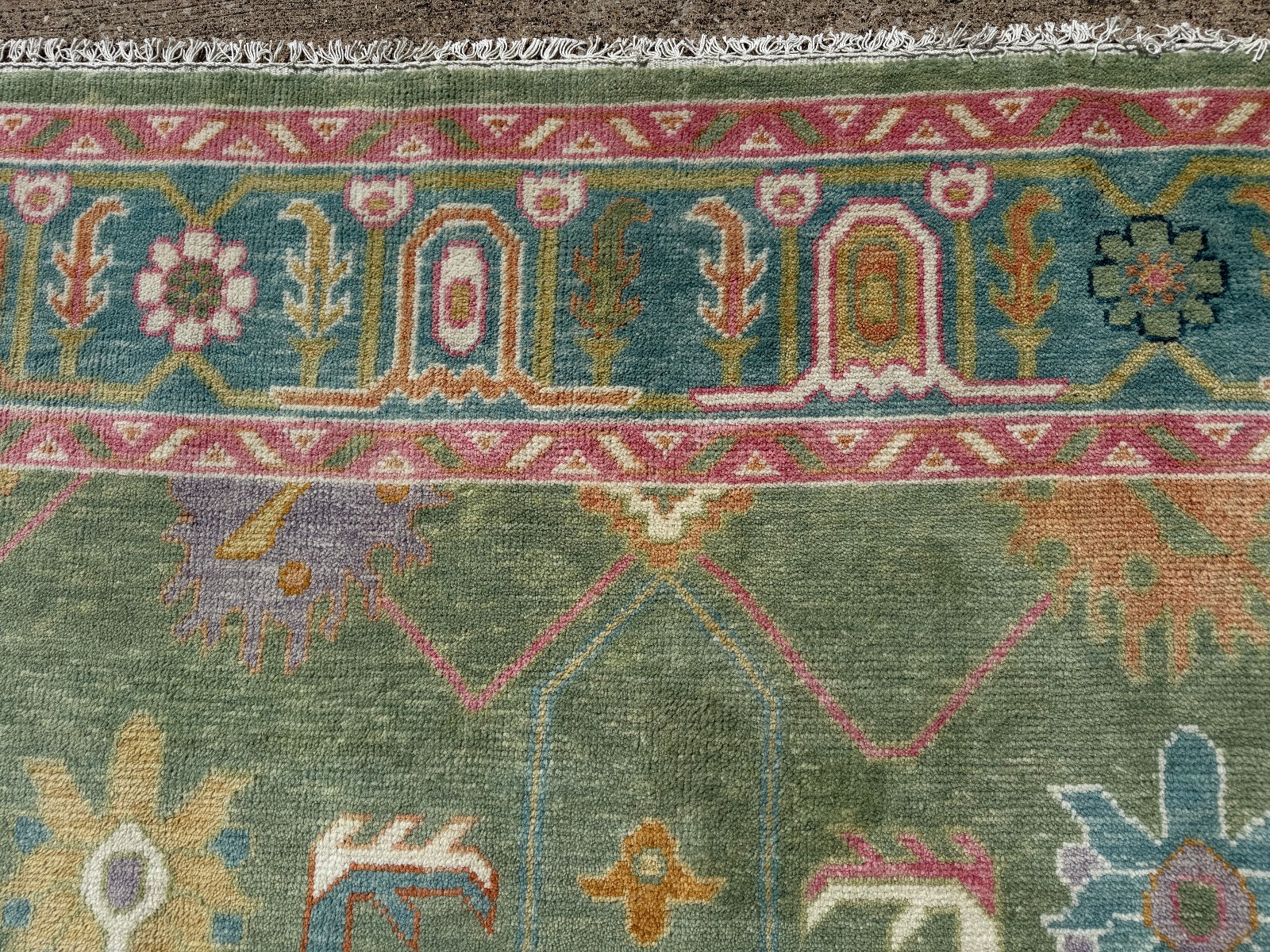 8×10 NEW GREEN WOOL RUG HANDMADE ORIENTAL hand-knotted oushak kazak heriz soft