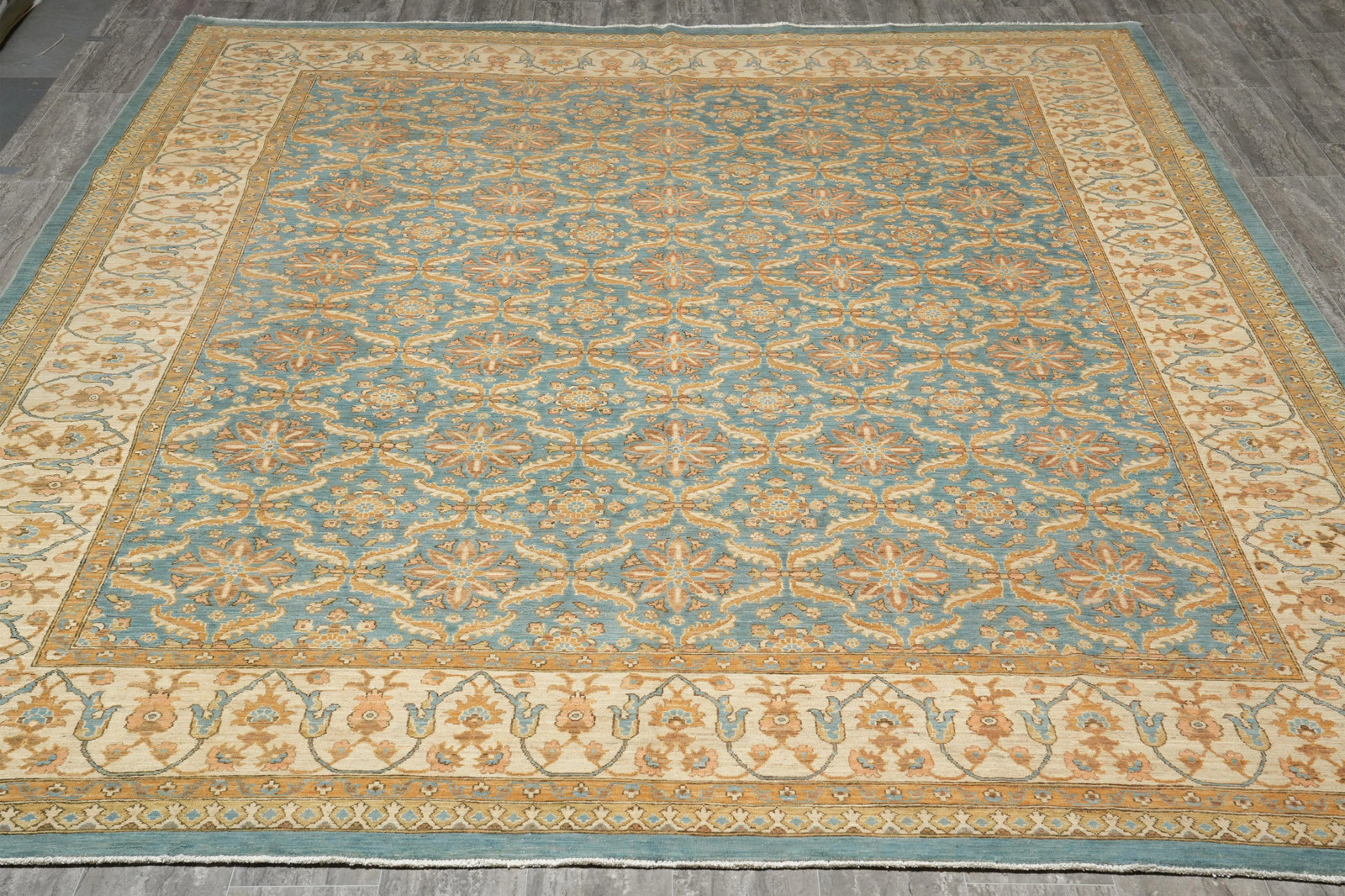 9.1 x 11.6 Aqua Blue Zigler Chobi Handmade Peshawar Carpet #F-4254