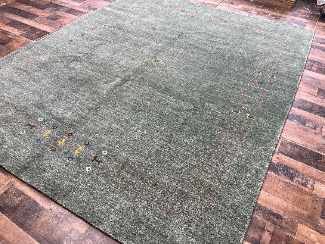 Tribal Gabbeh Green Wool Rug 5×8 ft – Handloom Area Carpet for Living room