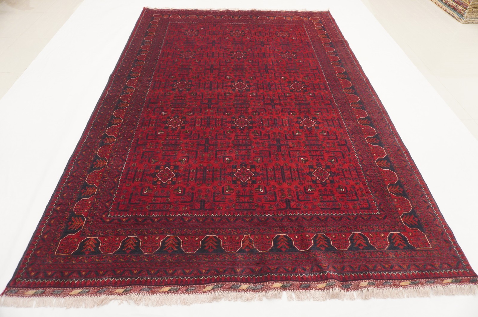 7×10 ft Red Khal Mohammadi Afghan Hand Knotted Wool Area Rug 6’7″x9’7″