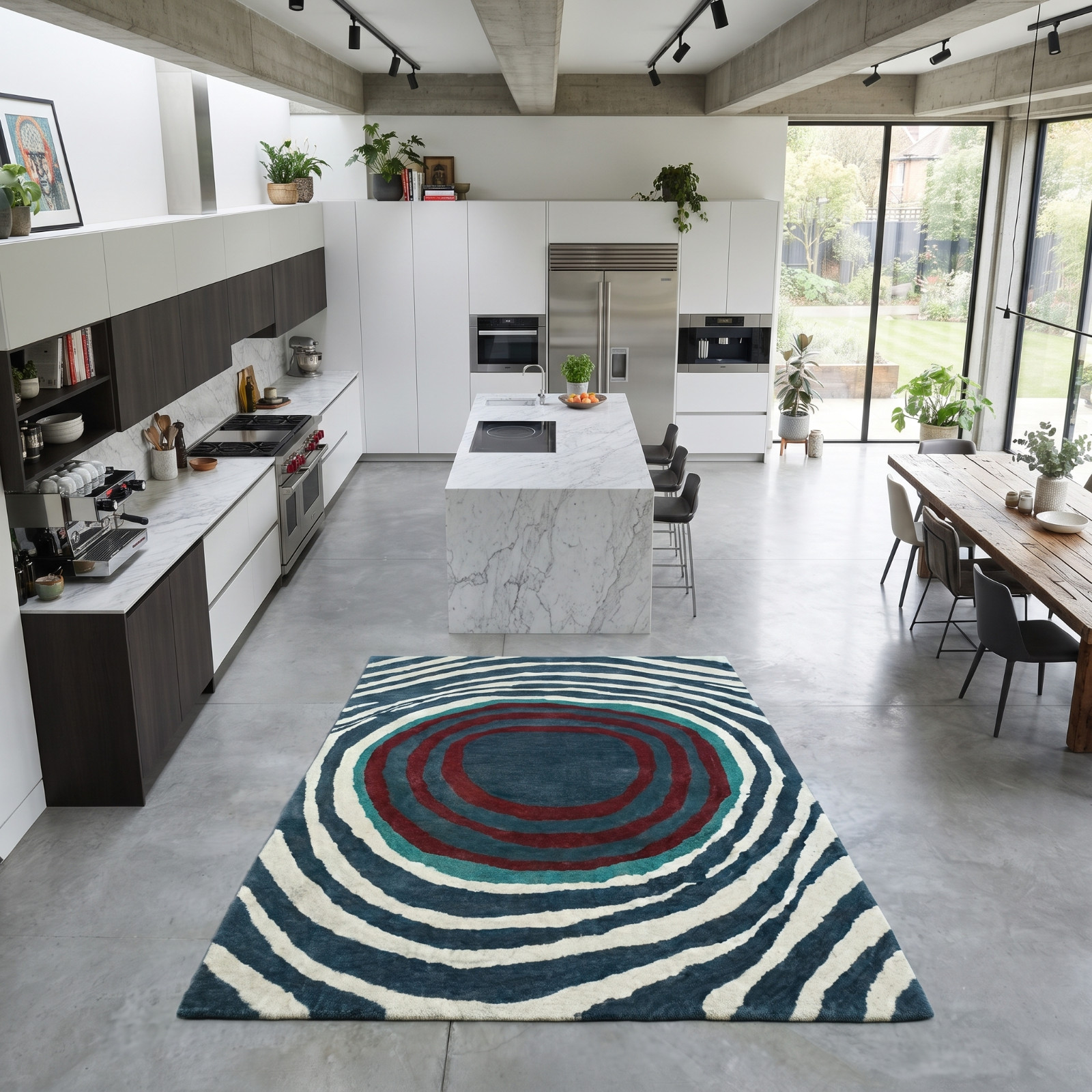 4×6 Blue Hand Tufted Wool Abstract Area Rug Modern Designer Carpet Custom Size