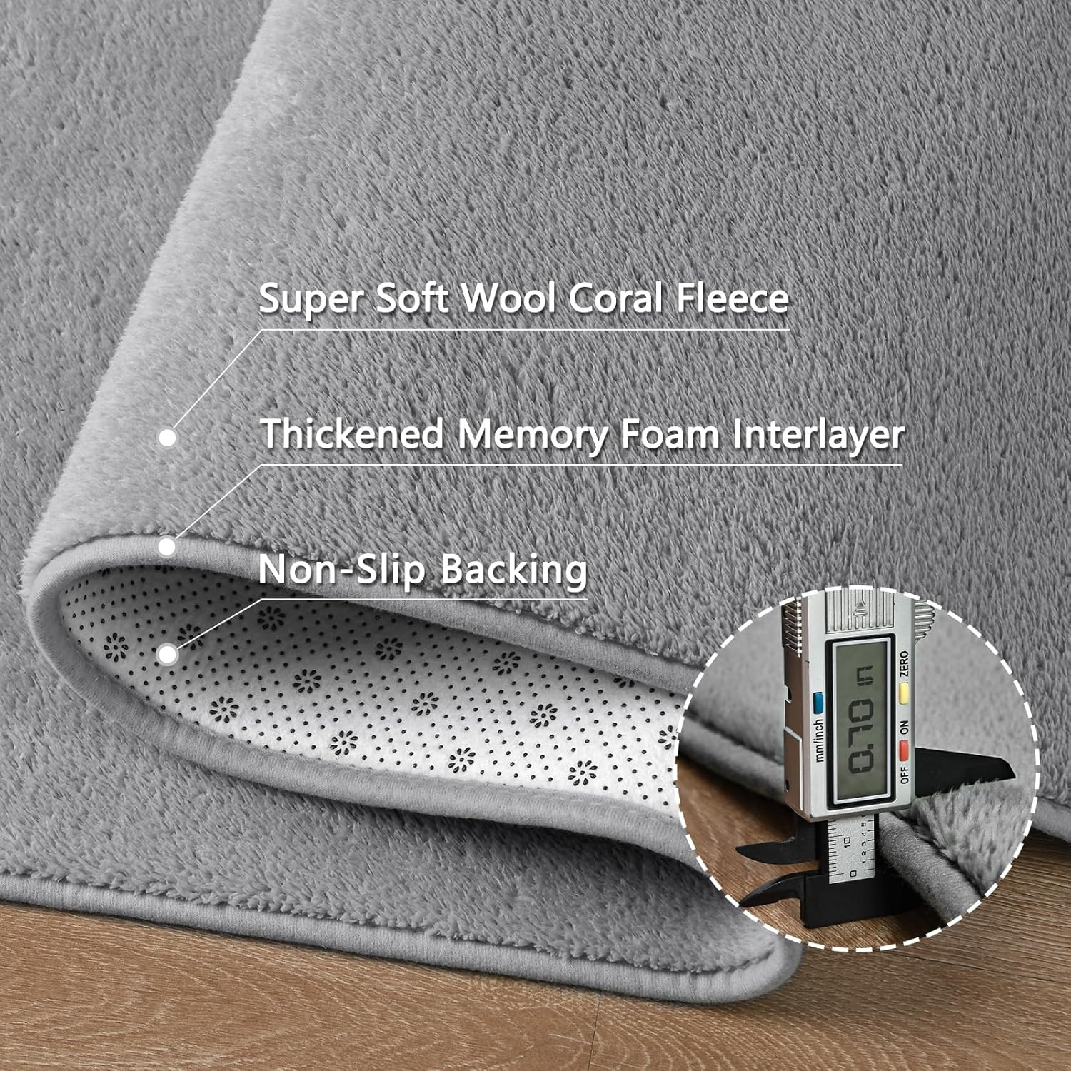 Gray Rugs for Bedroom Living Room, 4X6 Ft Grey Area Rug, Washable Memory Foam In