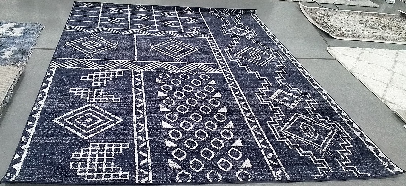 NAVY / SILVER 8′-0″ x 10′-0″ Back Stain Rug, Reduced Price 1172762189 ADR206N-8