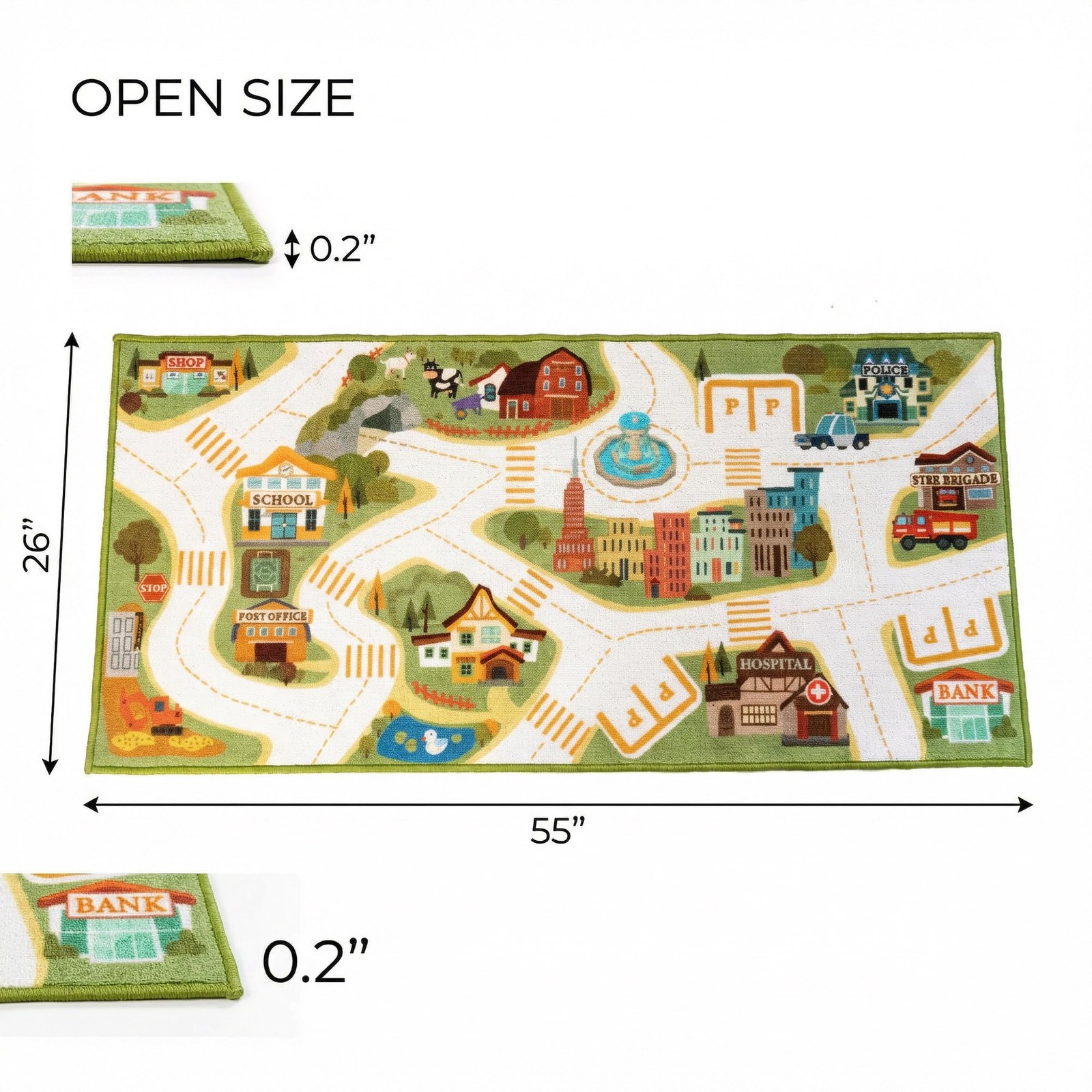 Kids City Road Play Rug with Storage Bag, Large 55 x 26 Inches Activity Play …