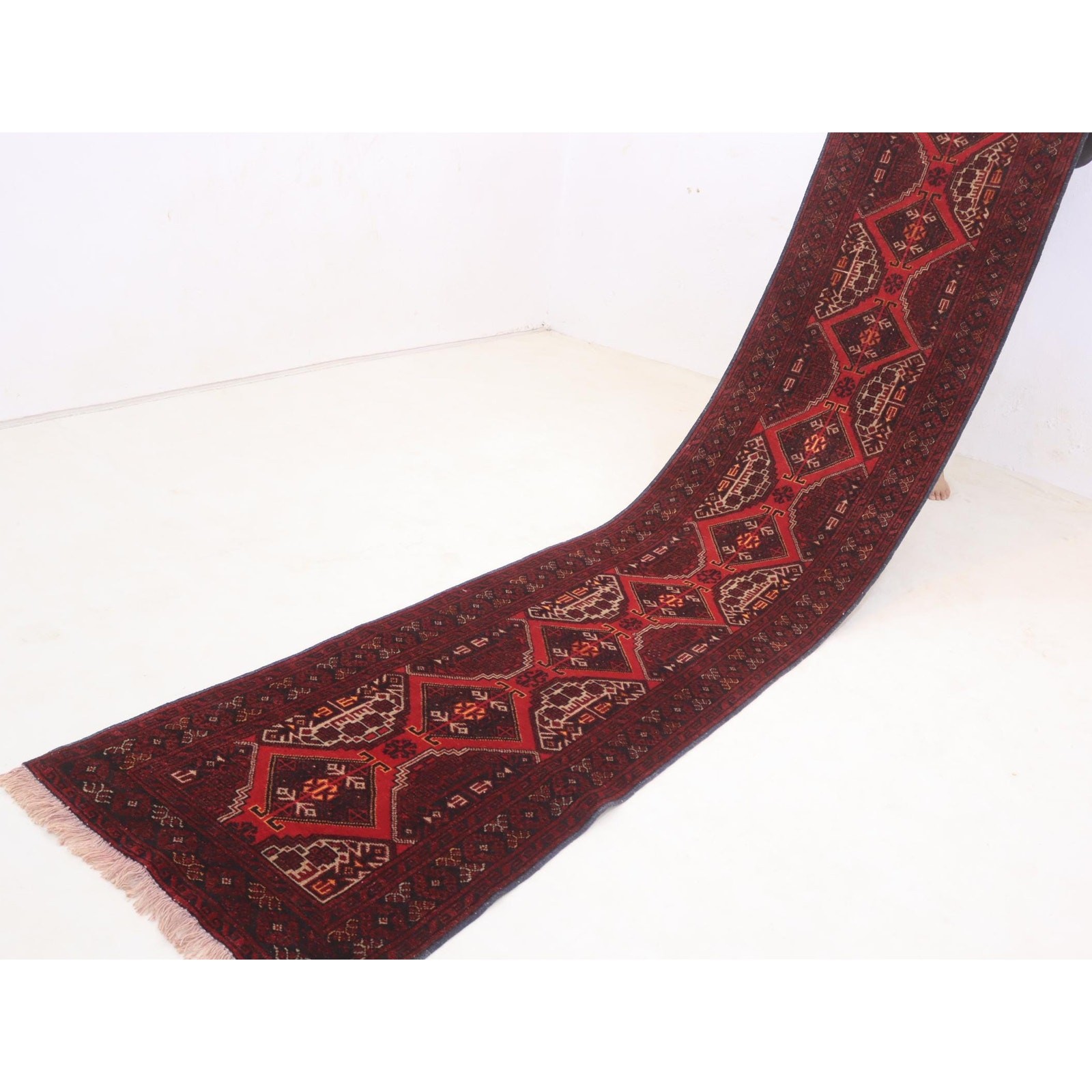 2’4×10’6 Ft Afghan Bukhara Antique Runner Rug ,High Quality Wool Rug ,