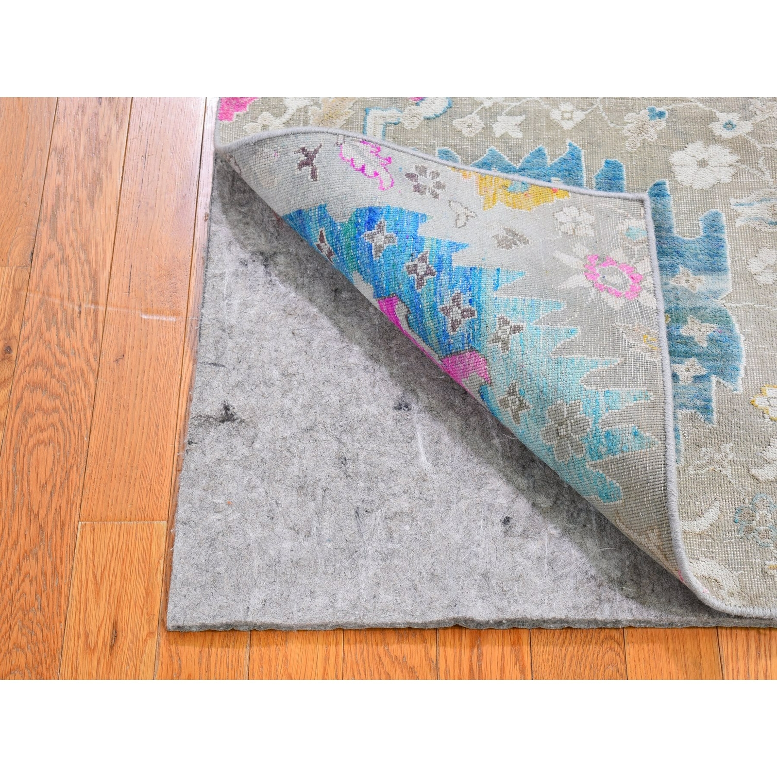 2’x3’1″ Sari Silk with Textured Wool Oushak Influence Handmade Mat Rug R66145