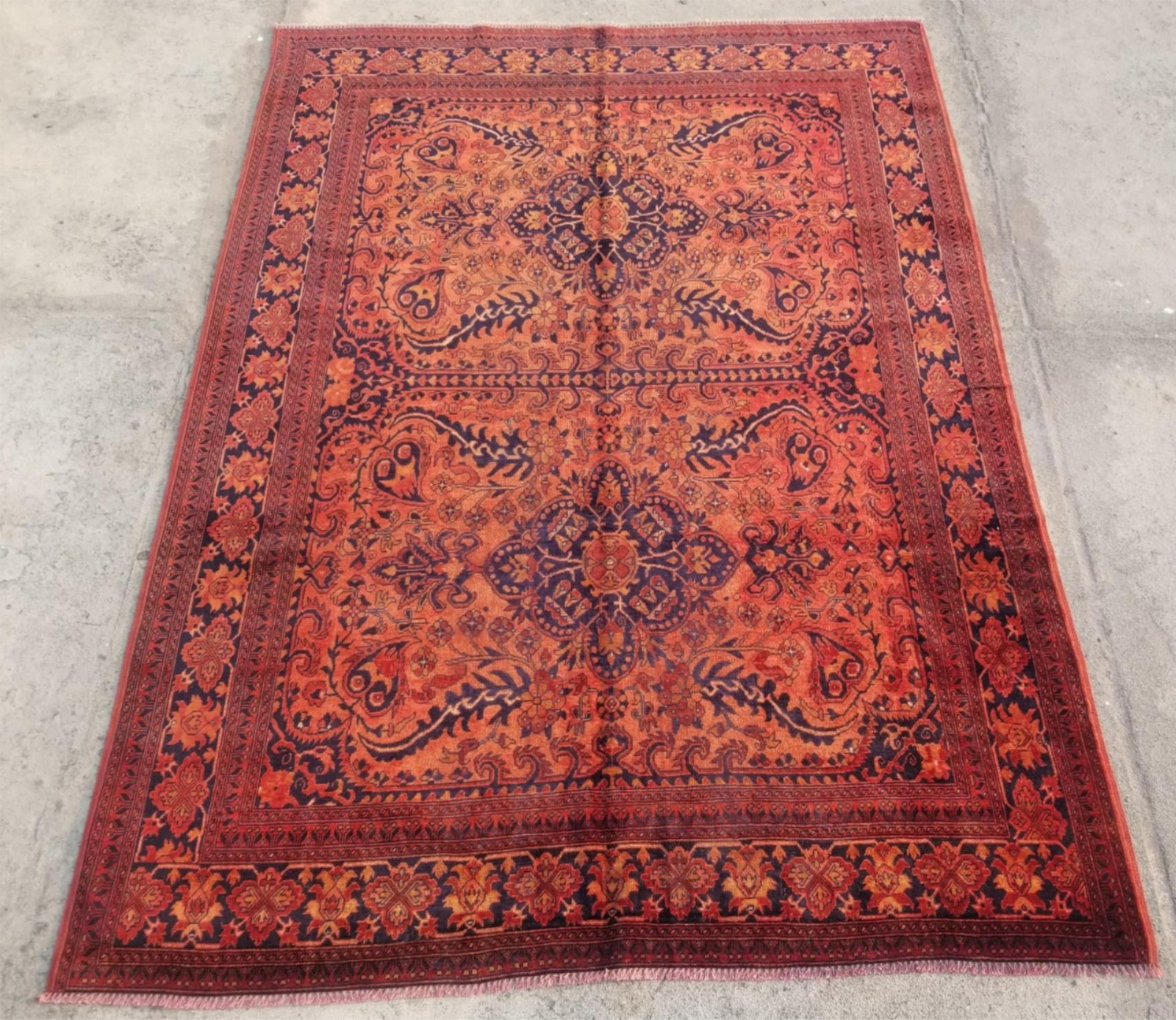 Vintage Traditional Handmade Oriental Wool Multicolor Rug 9.2 x 6.7ft