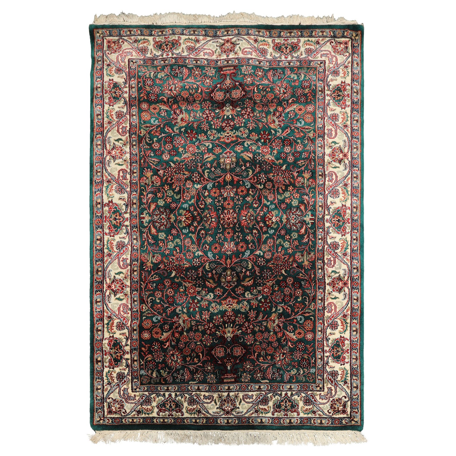 4×6 Hand Knotted Wool Emerald, Ivory Kashaan Traditional Plush Pile Rug