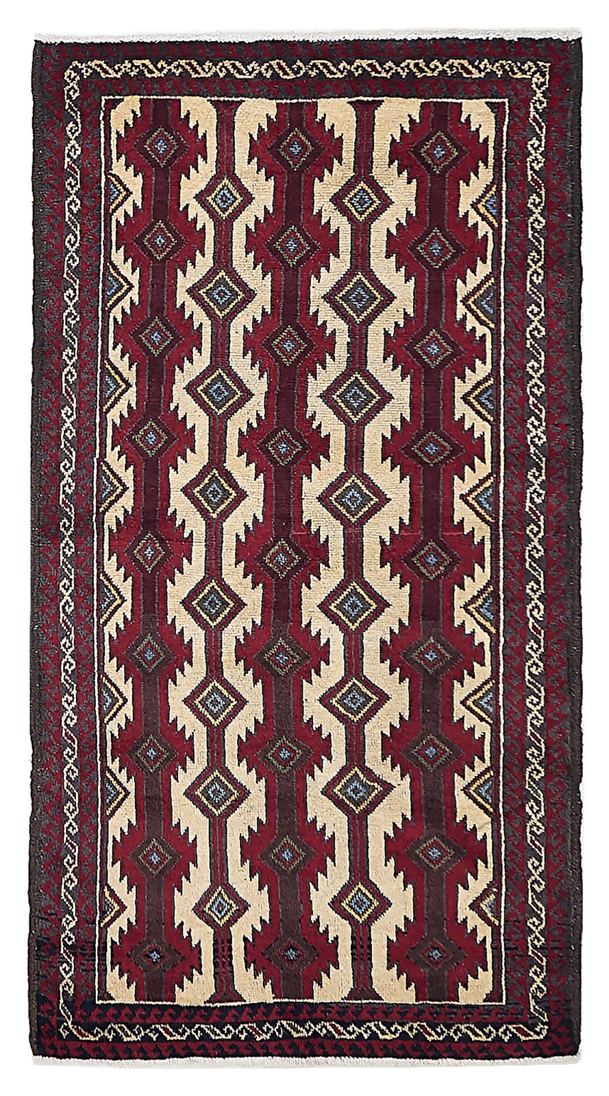 Vintage Hand-Knotted Area Rug 3’0″ x 5’7″ Traditional Oriental Wool Carpet