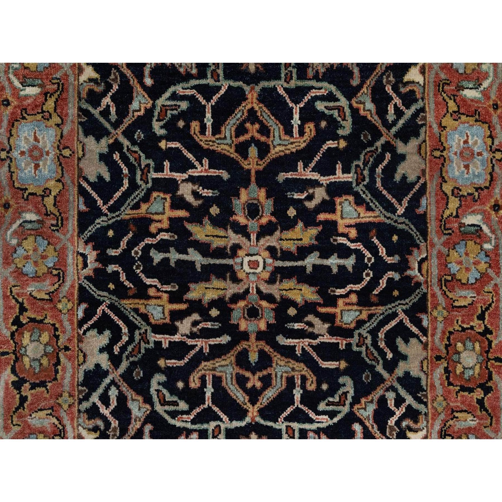 2’6″x16′ Midnight Blue Heris Re-Creation Pure Wool Hand Knotted Runner Rug 92452