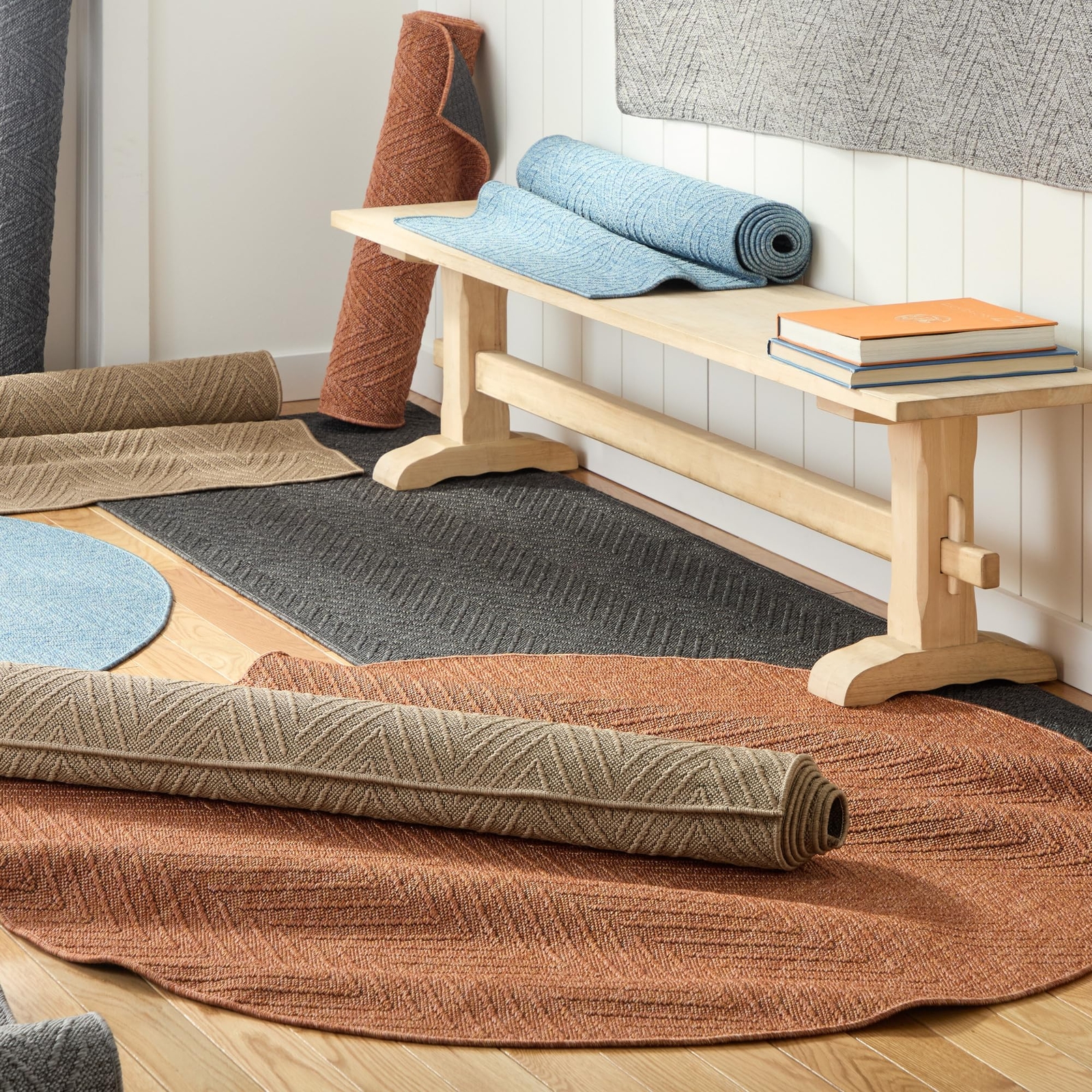 TOWN COUNTRY BASICS Pax Herringbone Textured Solid Everwash� Washable Area Rug