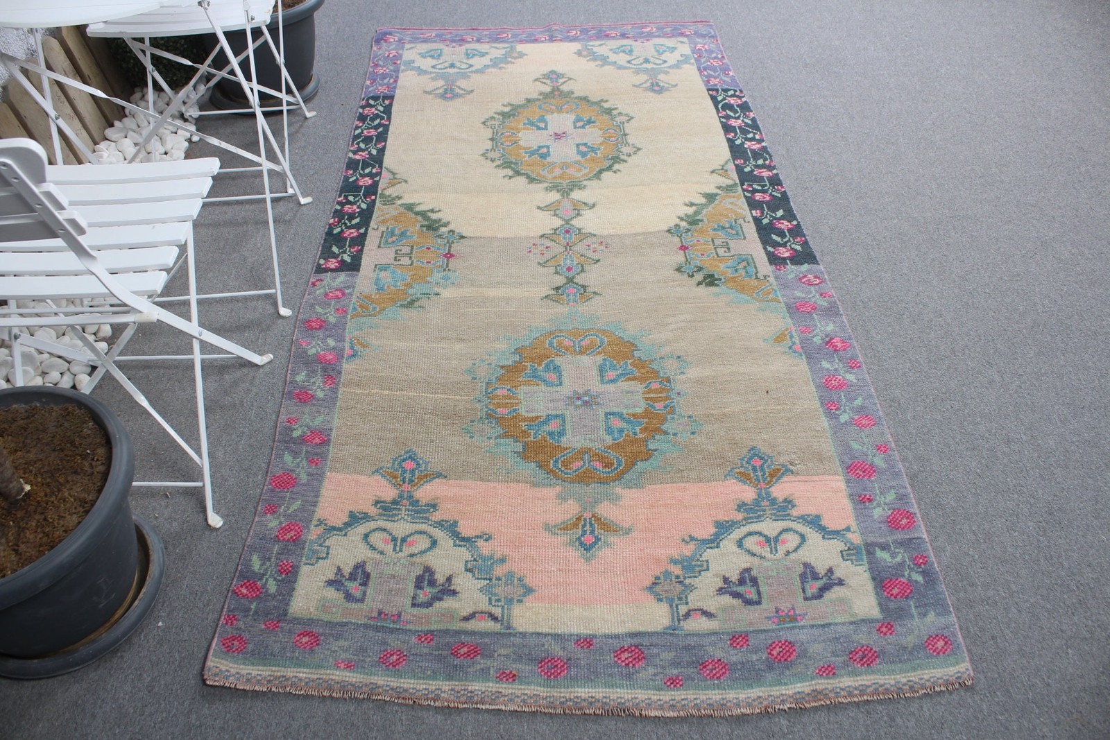 4,9×7,8 ft Rug, Vintage Rug, Turkish Blue Wool Oriental Rug