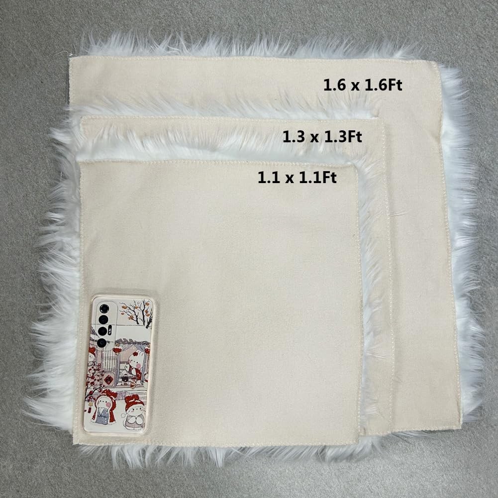 Faux Fur Sheepskin Square Chair Cover Seat Pad Wool Area Rugs Mat Carpet (Pur…