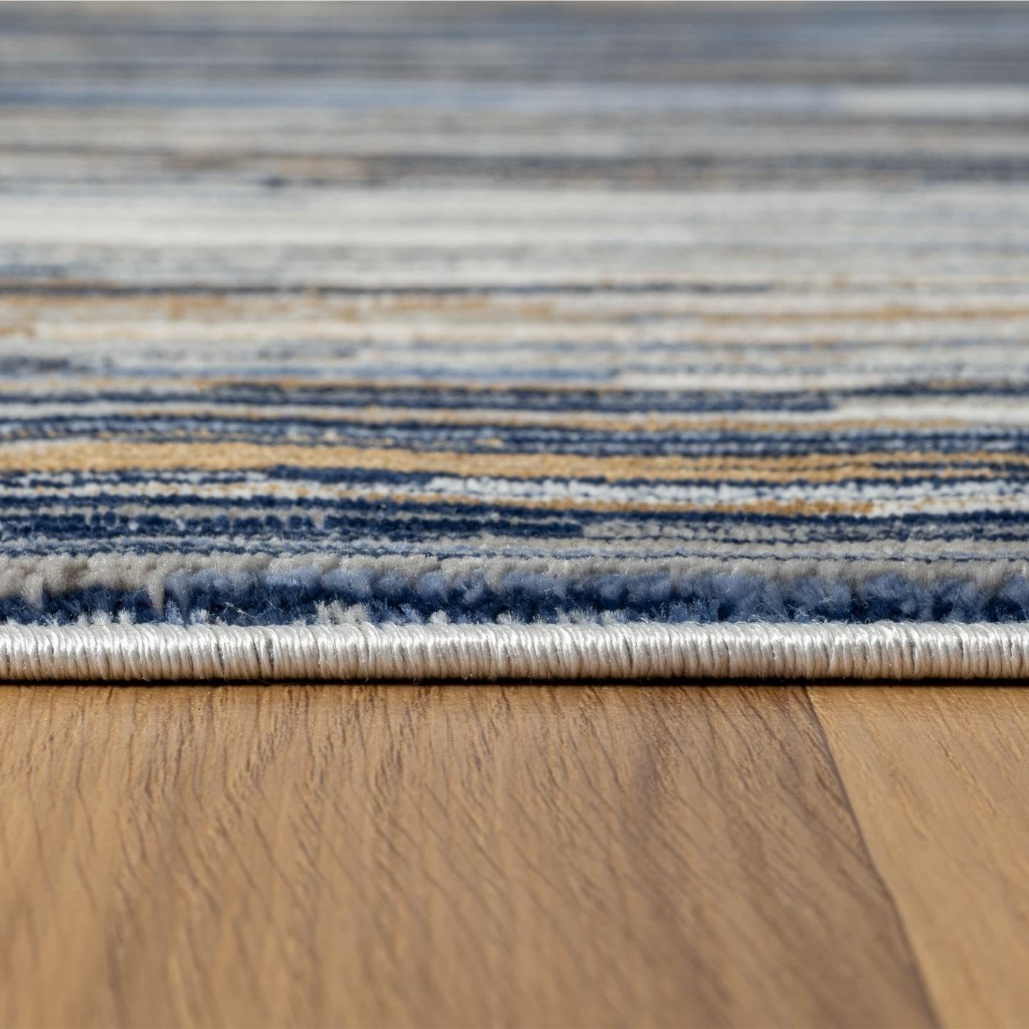 Geometric Stripe Art Deco Blue 2×7 Area Rug