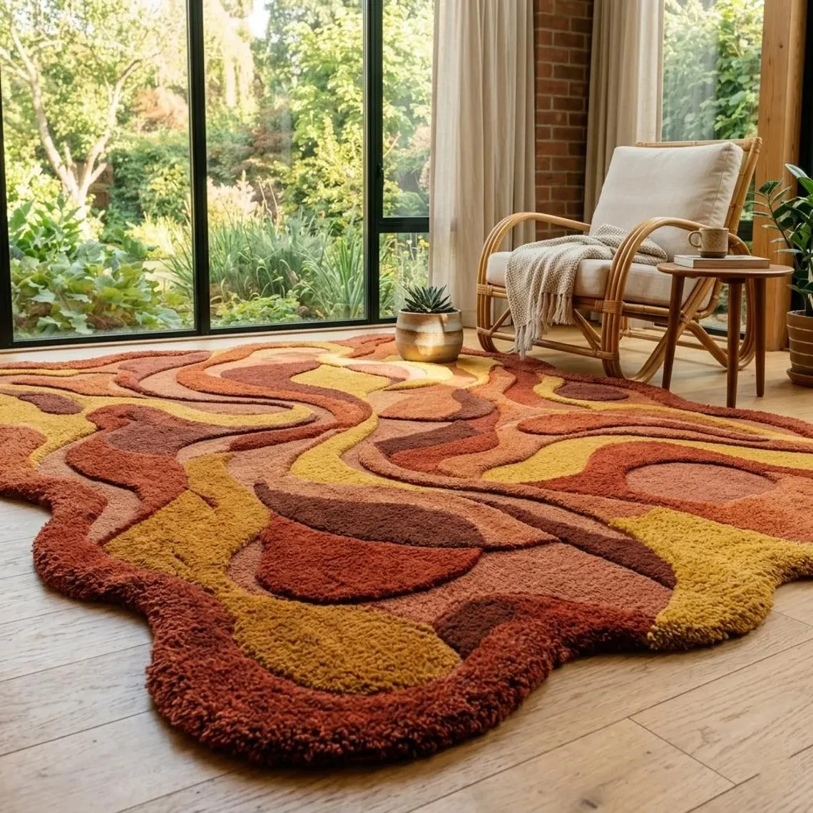 Hand Tufted Wool Modern Abstract Area Rug – Living Room Rug Artistic Statement