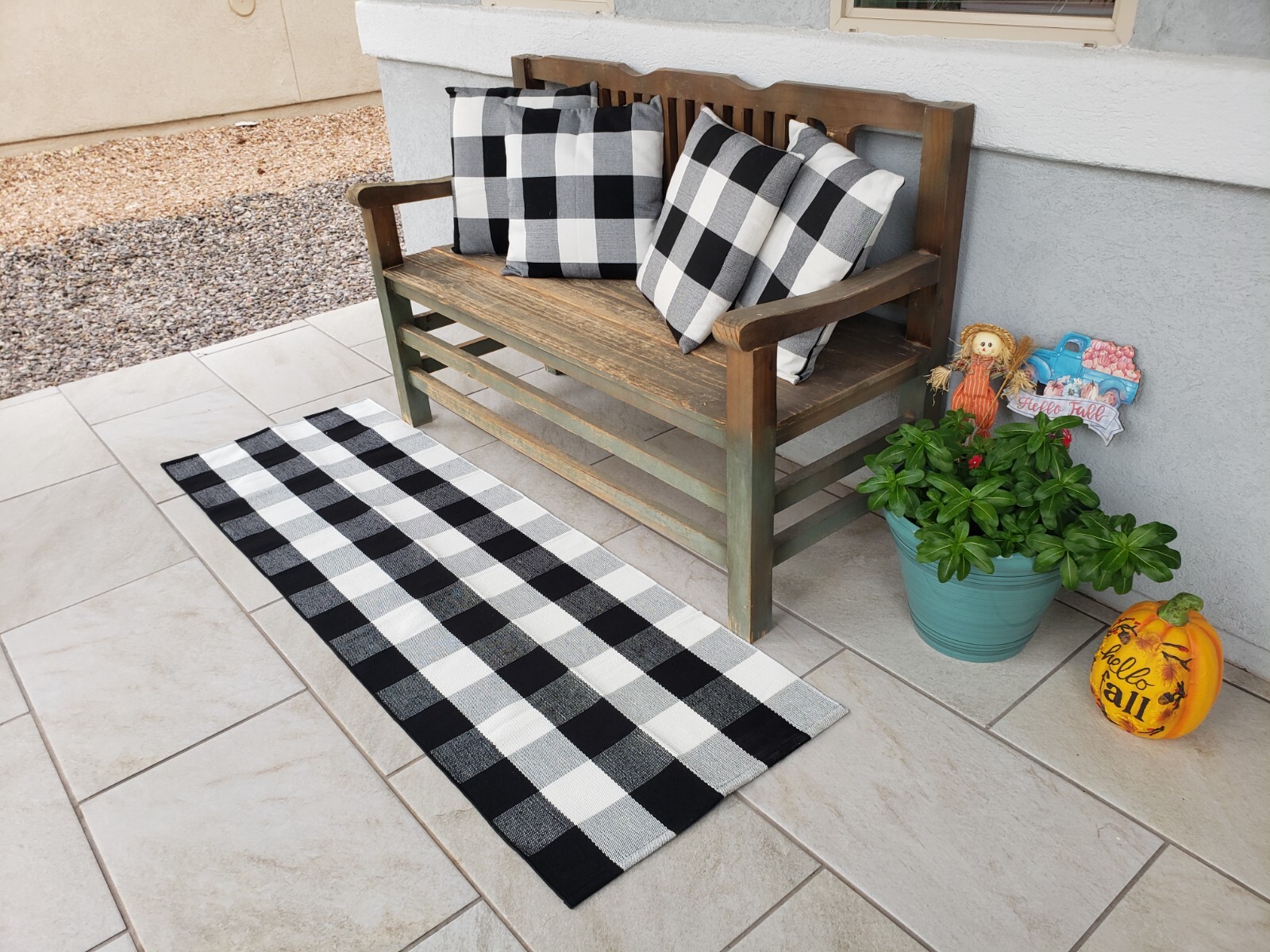 2ft X 6ft Buffalo Plaid Rug | Black and White Check Rug| Buffalo Plaid Door Mat