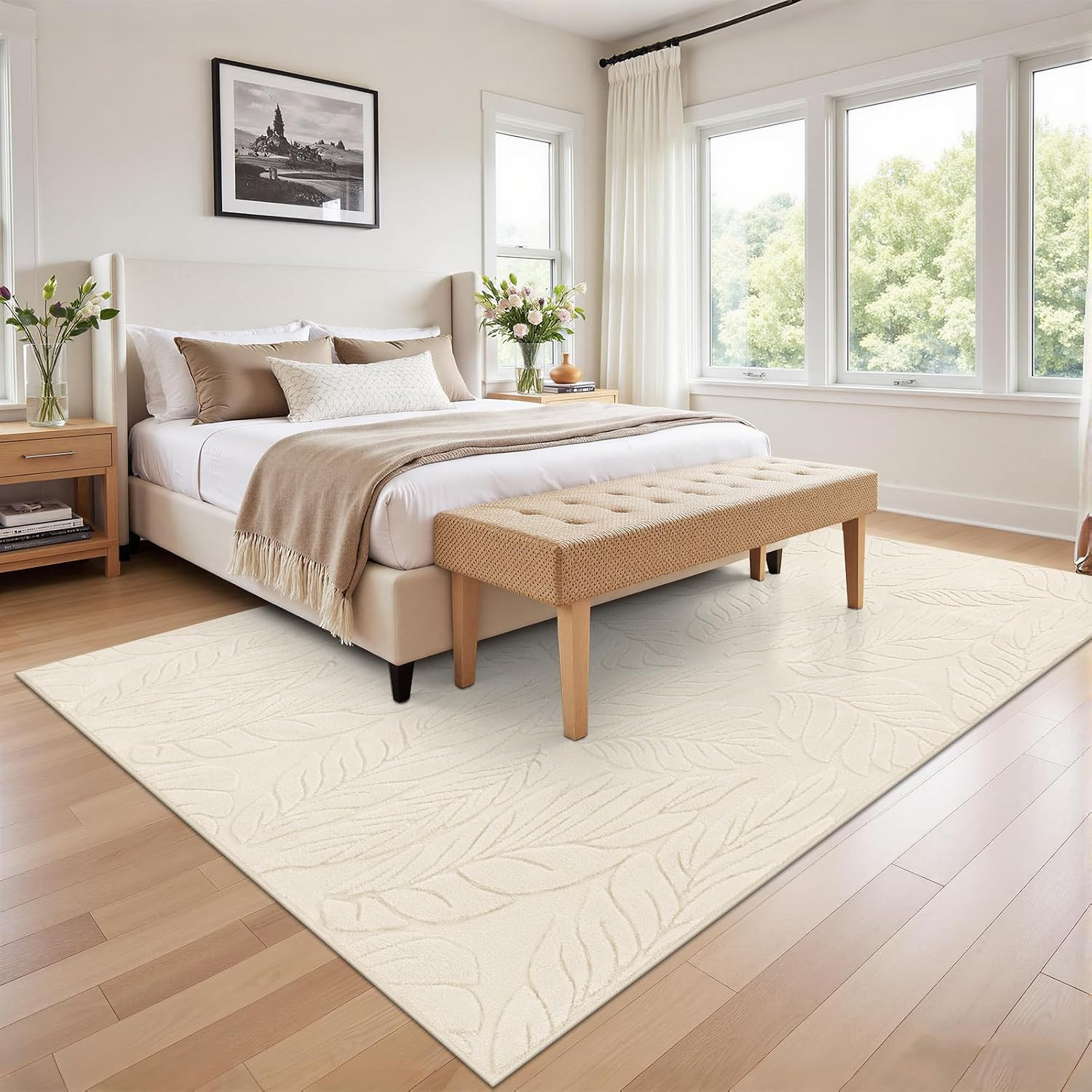 Area Rugs for Living Room 5X7 Non Slip Machine Washable Large Rug, Low Pile Soft