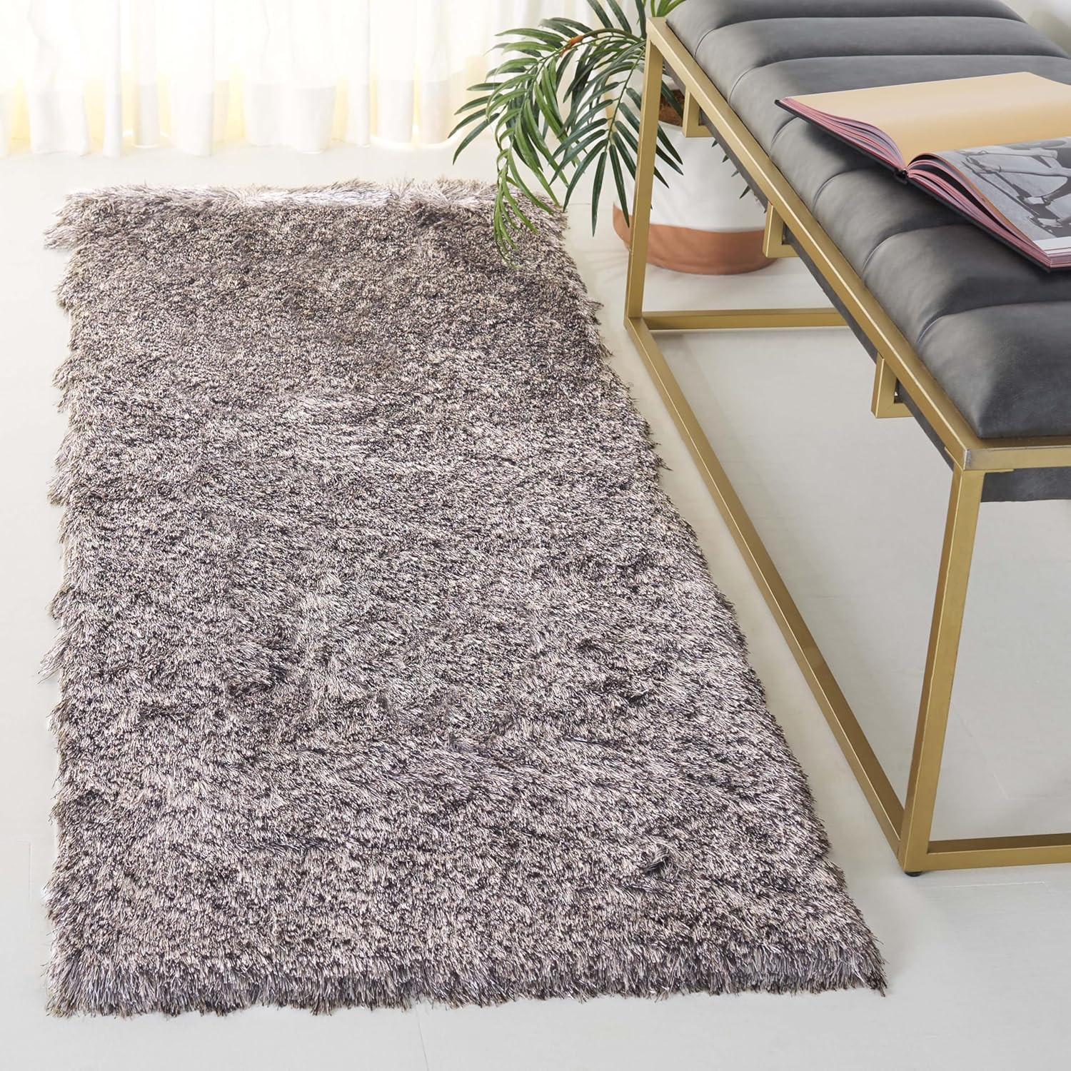 Paris Shag Runner Rug 2’3″ x 12′ – Soft Sable Brown, Handmade