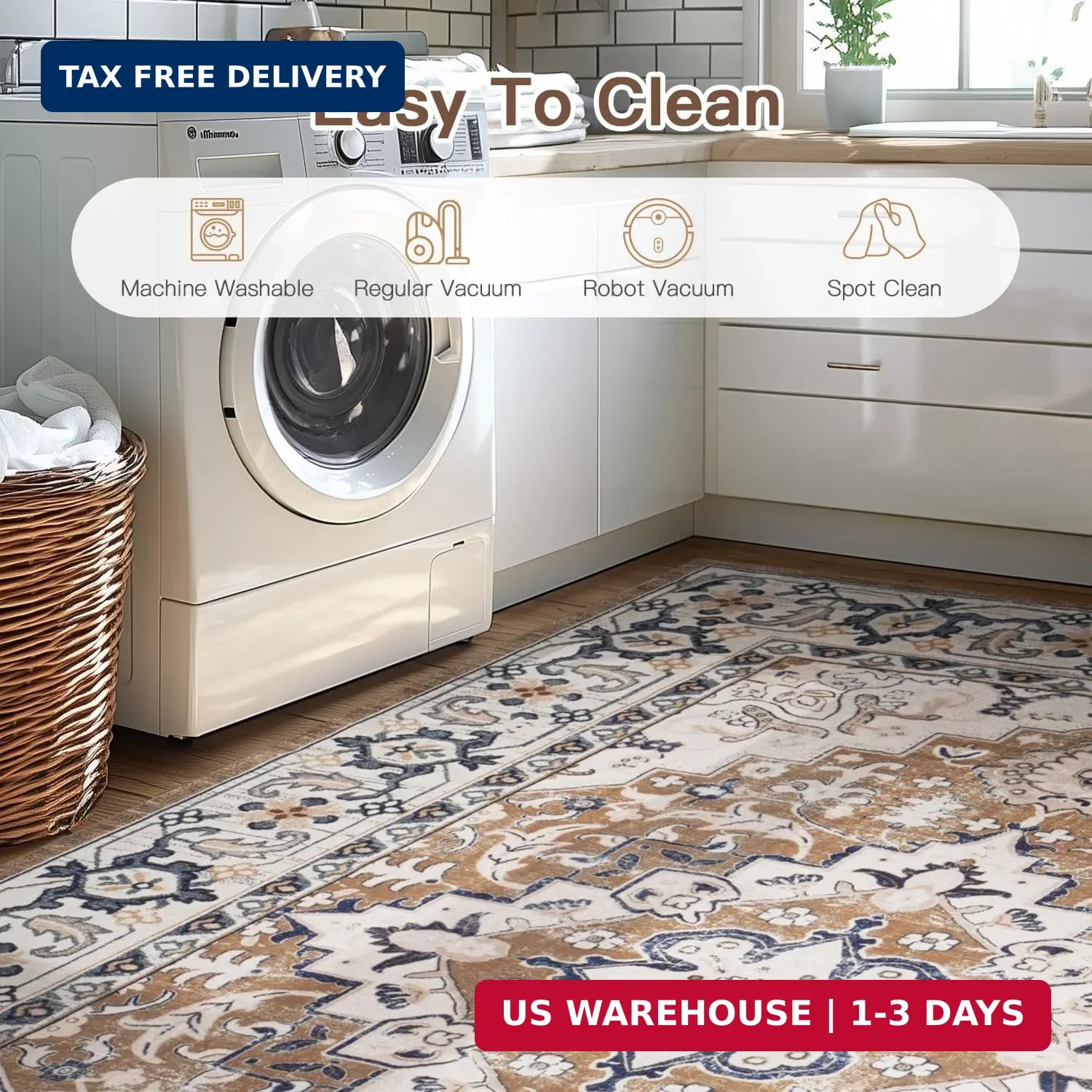 5×7 Area Rugs for Living Room, Washable Area Rug, Rugs for Bedroom, Kitchen