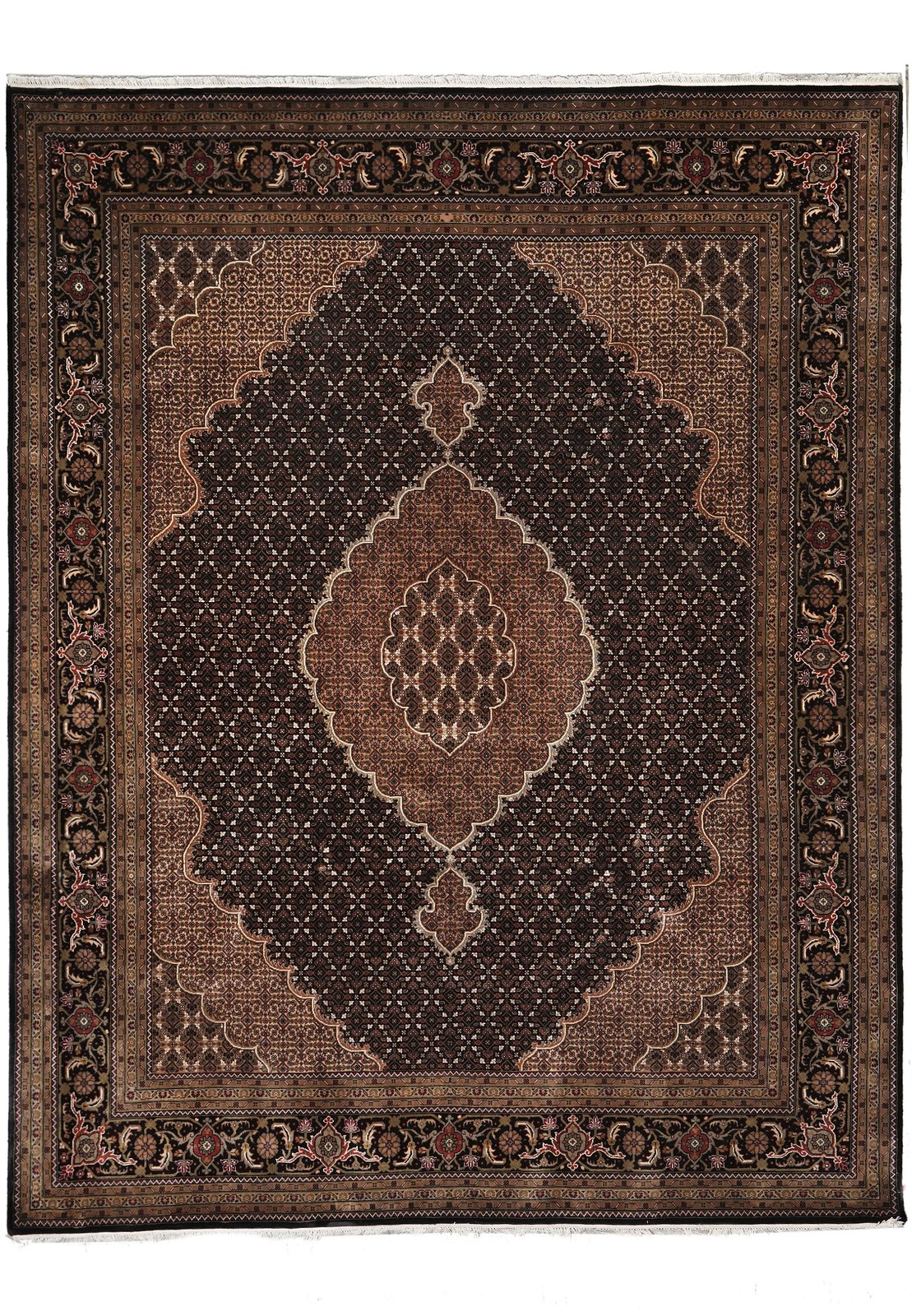 8.2 x 10.4 Mahii Tabriiz Quality Handmade Wool And Silk Area Rug Black #F-4458